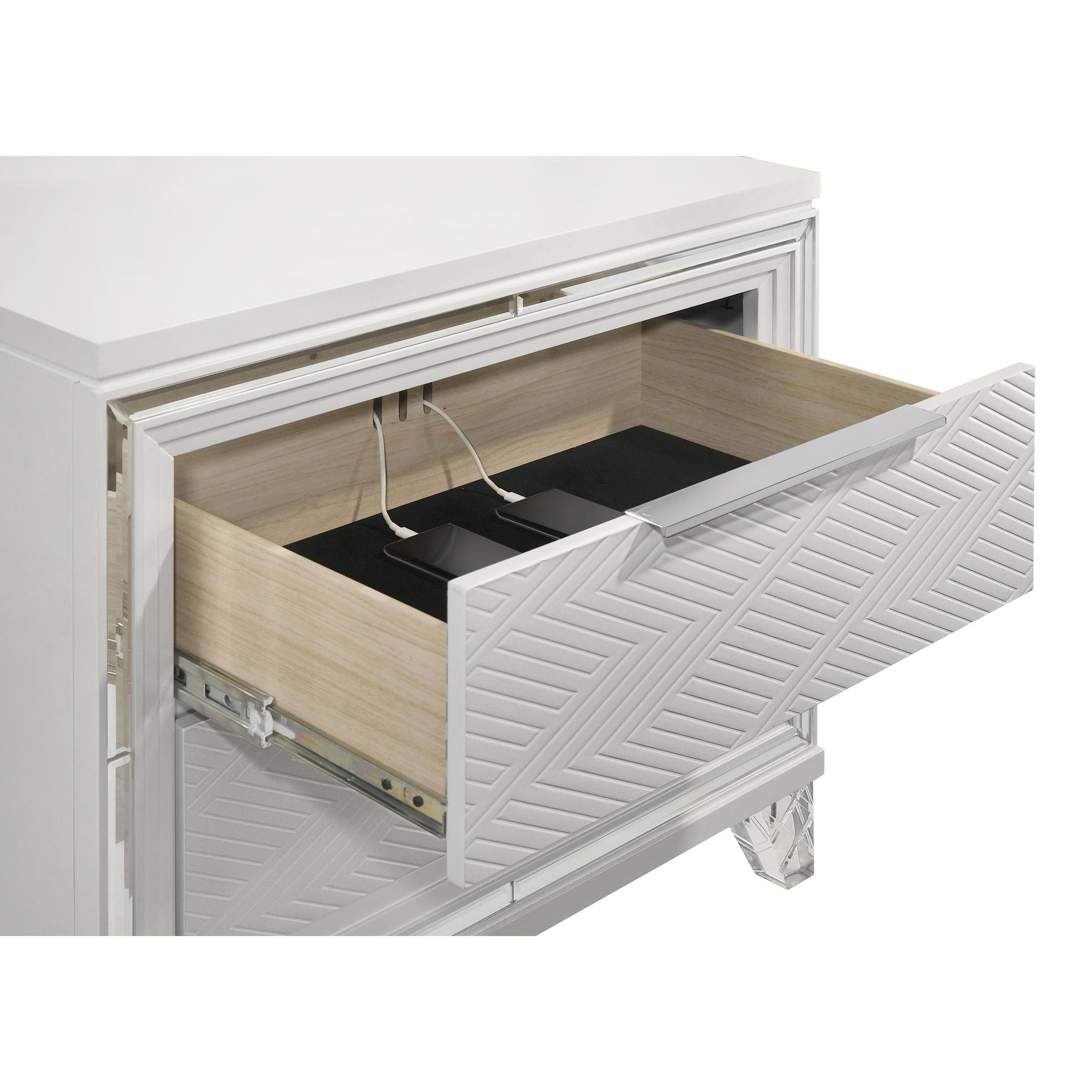  Coaster Furniture Marmore 224962 2-Drawer Nightstand Bedside Table - White IMAGE 11