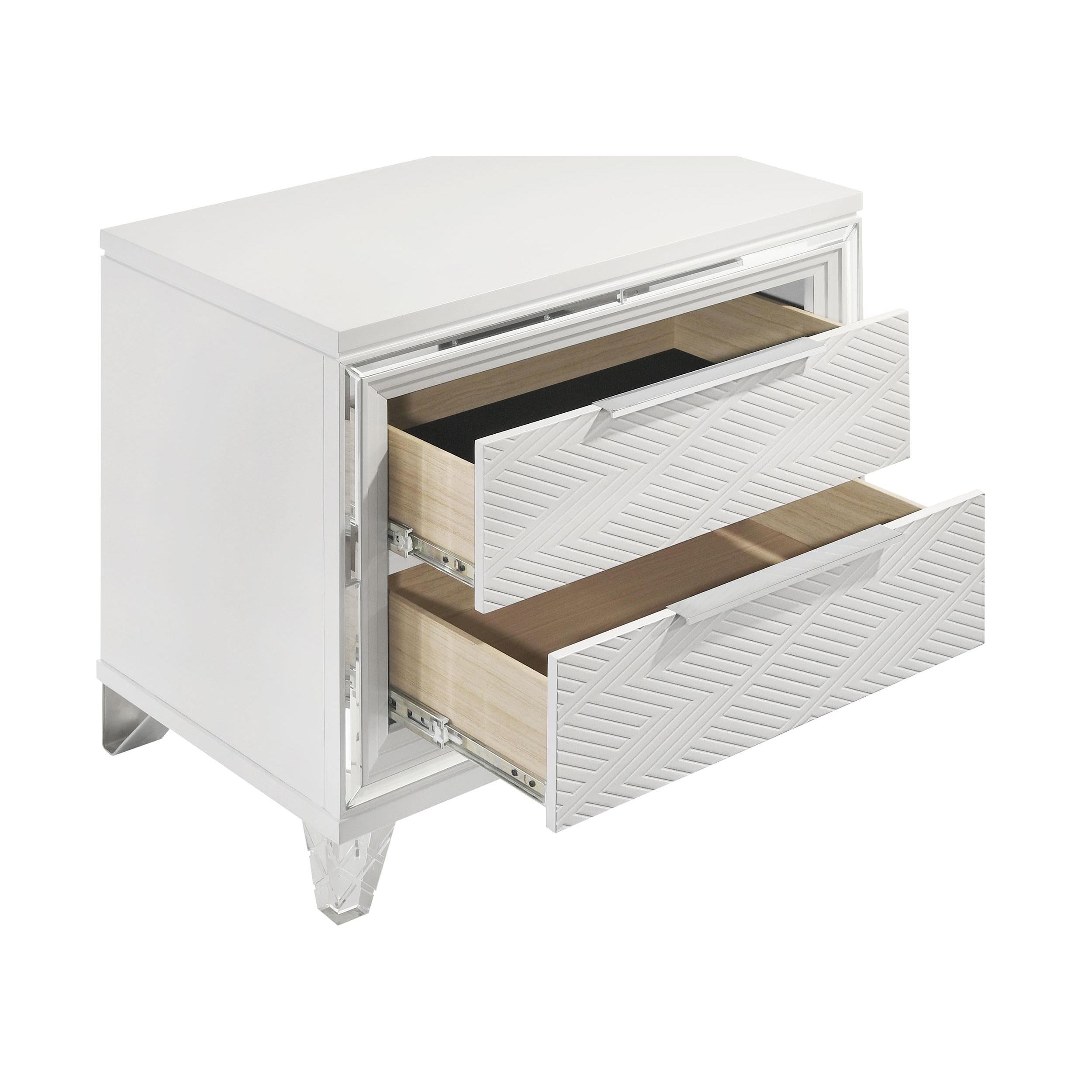  Coaster Furniture Marmore 224962 2-Drawer Nightstand Bedside Table - White IMAGE 12
