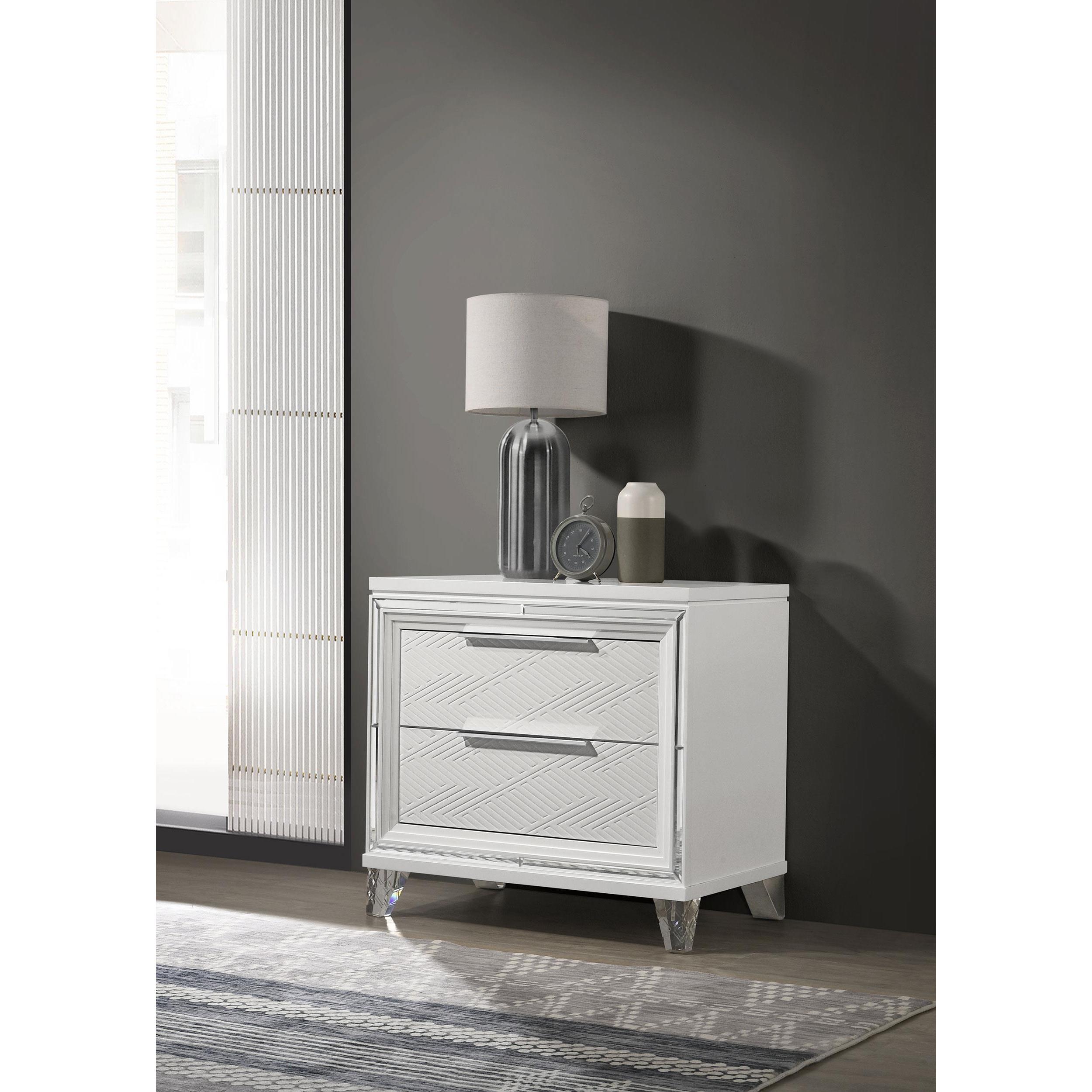  Coaster Furniture Marmore 224962 2-Drawer Nightstand Bedside Table - White IMAGE 2