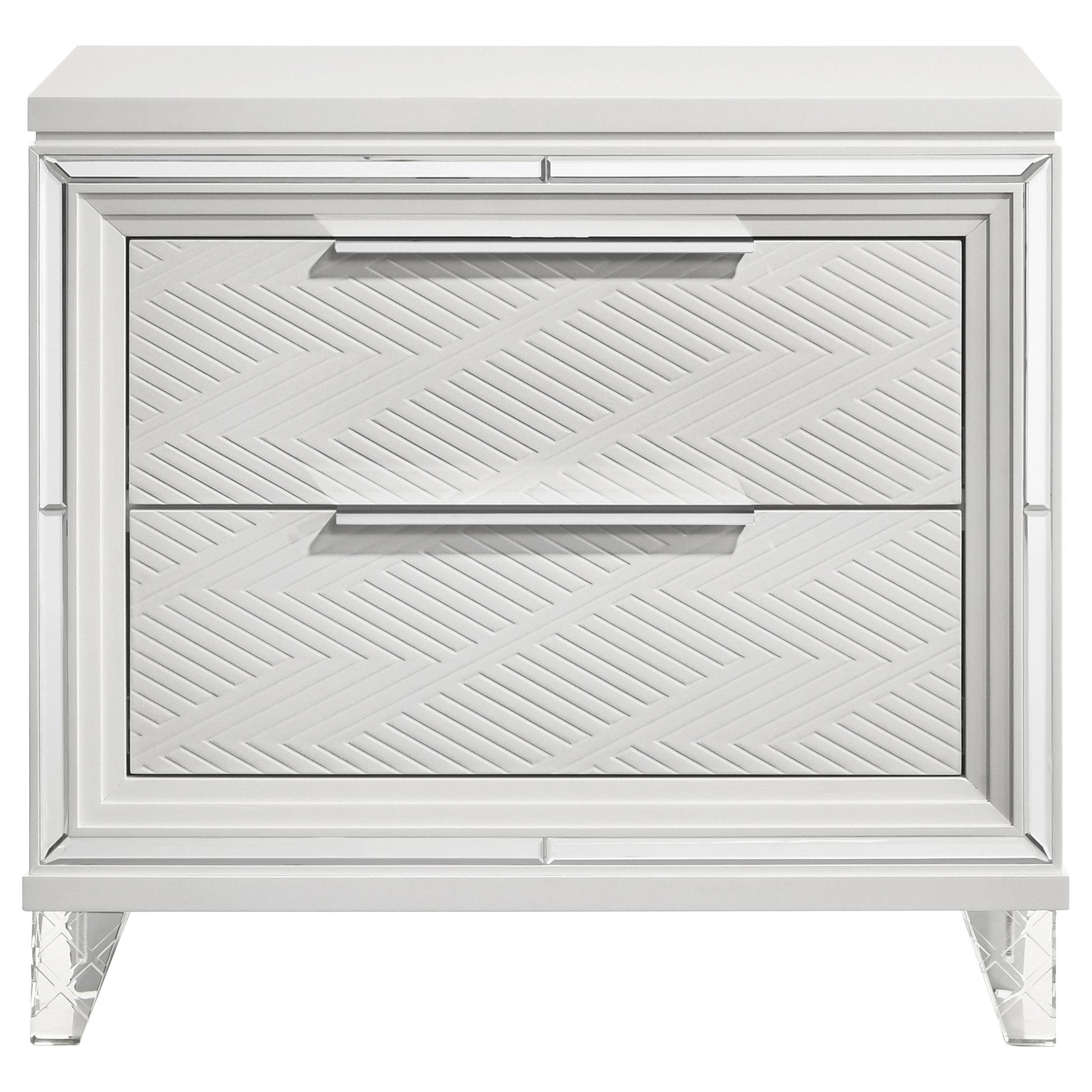  Coaster Furniture Marmore 224962 2-Drawer Nightstand Bedside Table - White IMAGE 3
