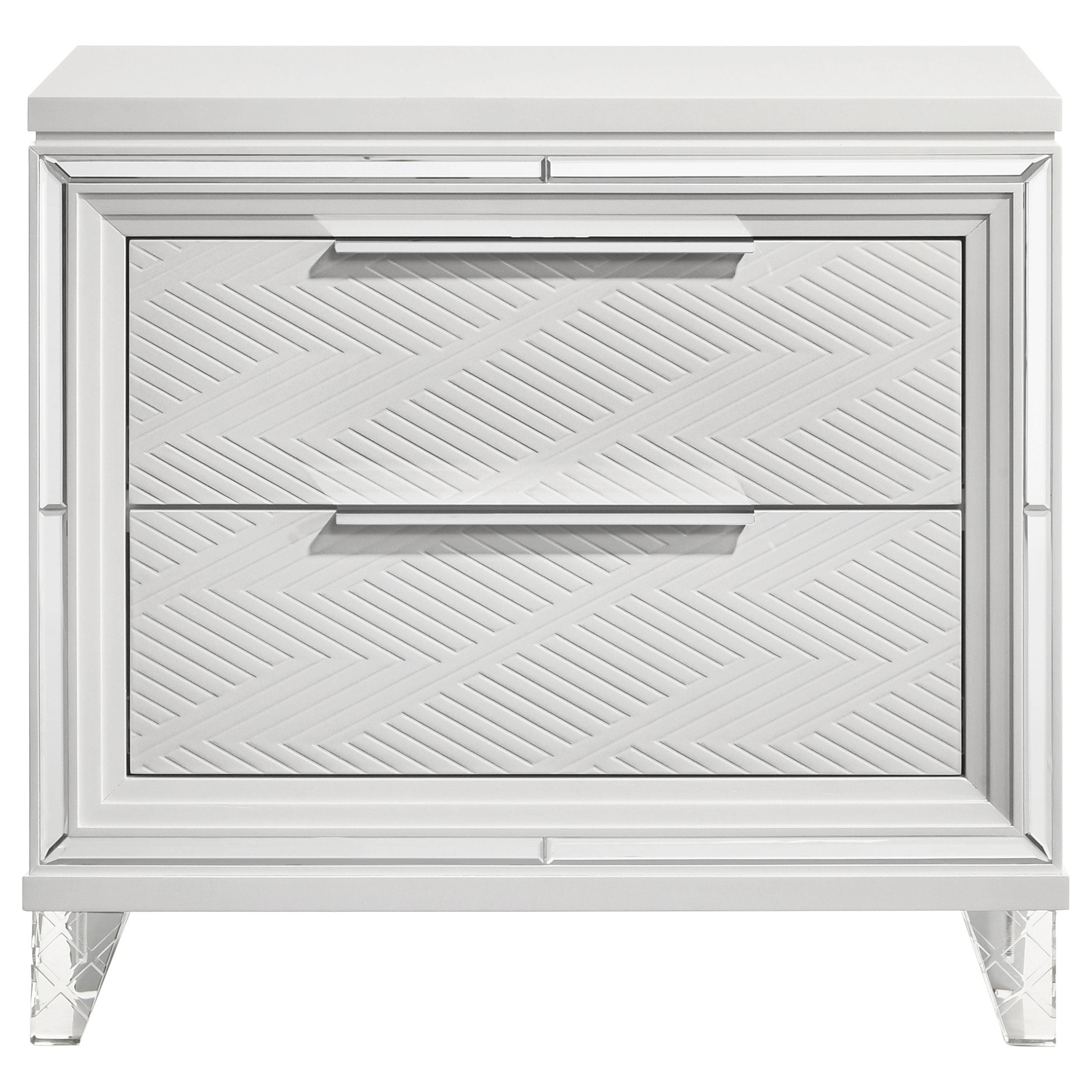  Coaster Furniture Marmore 224962 2-Drawer Nightstand Bedside Table - White IMAGE 3