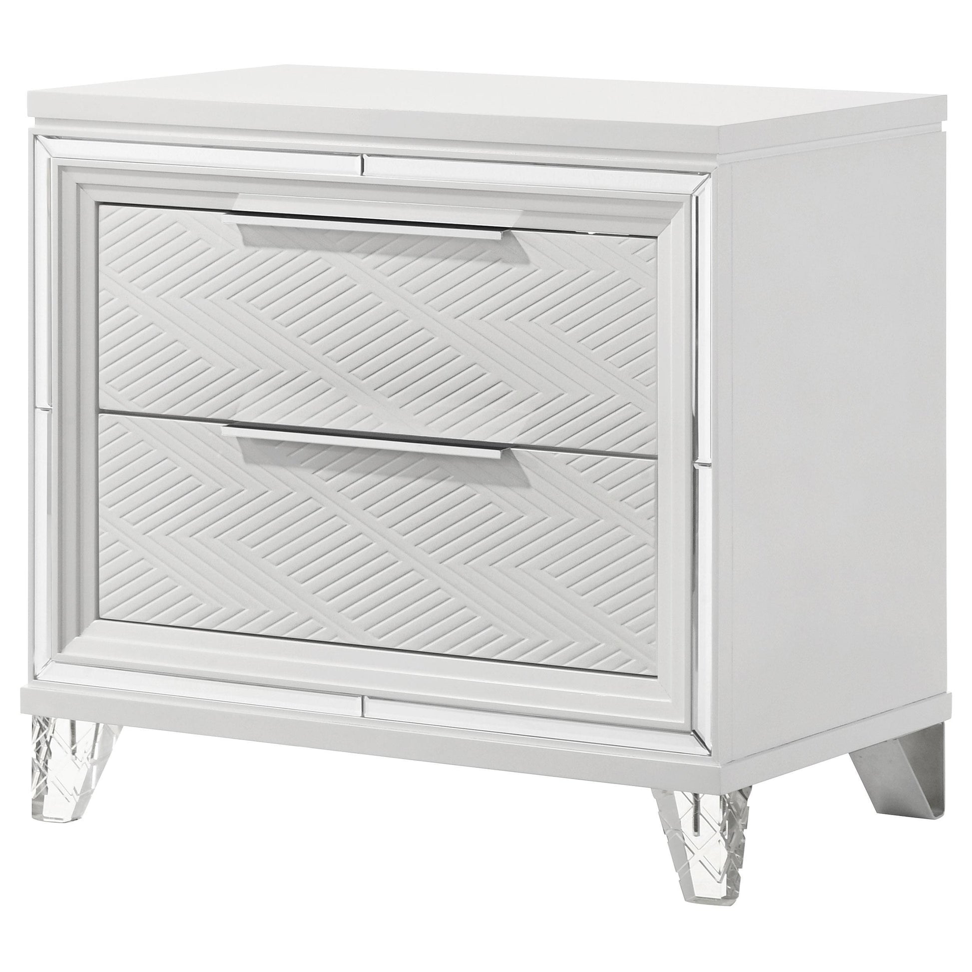  Coaster Furniture Marmore 224962 2-Drawer Nightstand Bedside Table - White IMAGE 4