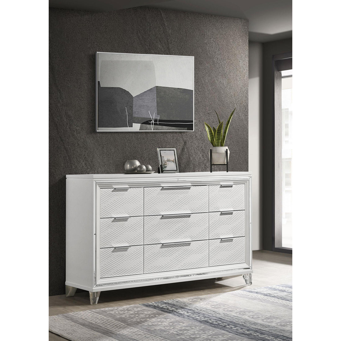  Coaster Furniture Marmore 224963 9-Drawer Dresser Cabinet - White IMAGE 1