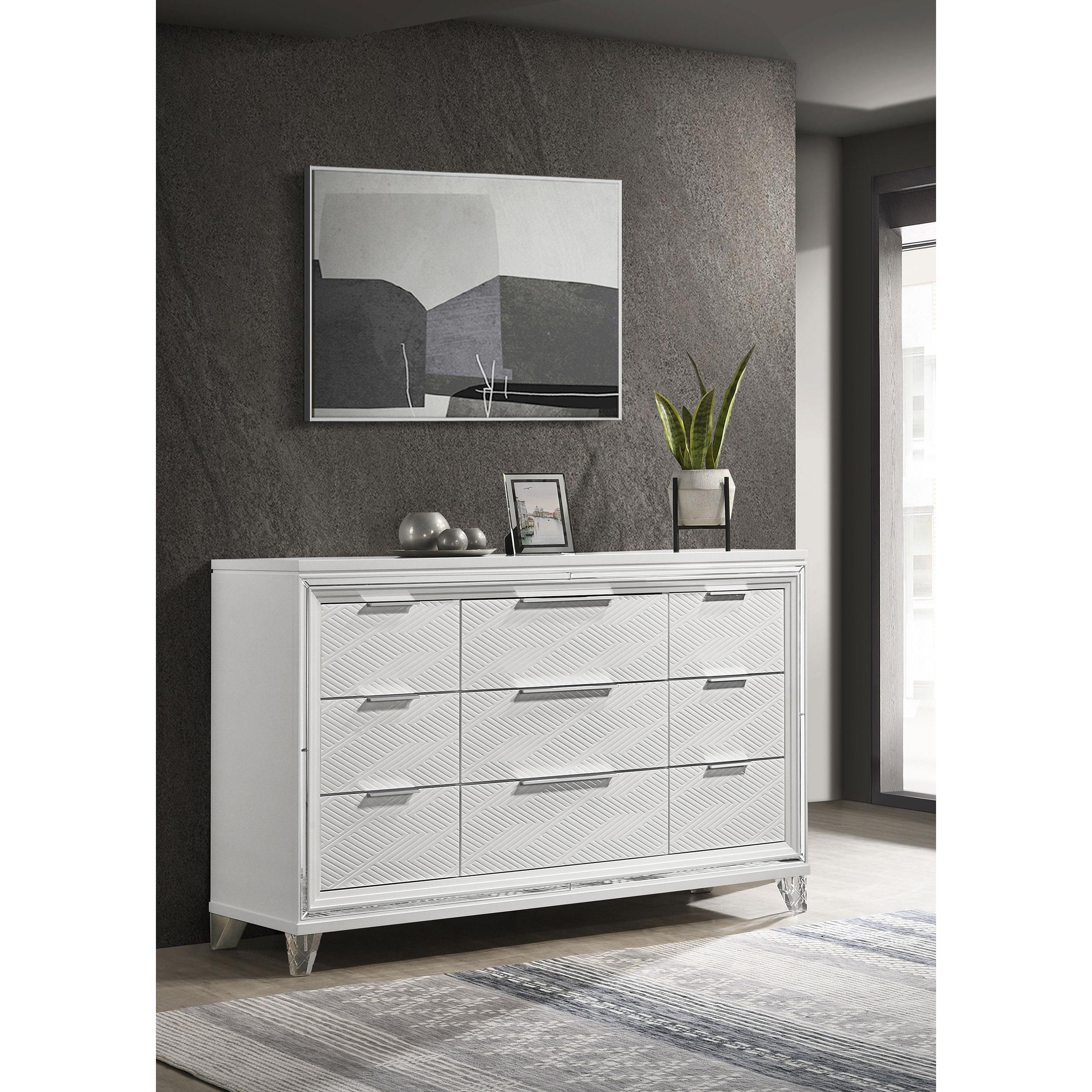  Coaster Furniture Marmore 224963 9-Drawer Dresser Cabinet - White IMAGE 2
