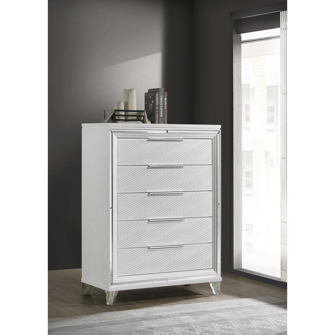  Coaster Furniture Marmore 224965 5-Drawer Bedroom Chest of Drawers - White IMAGE 1