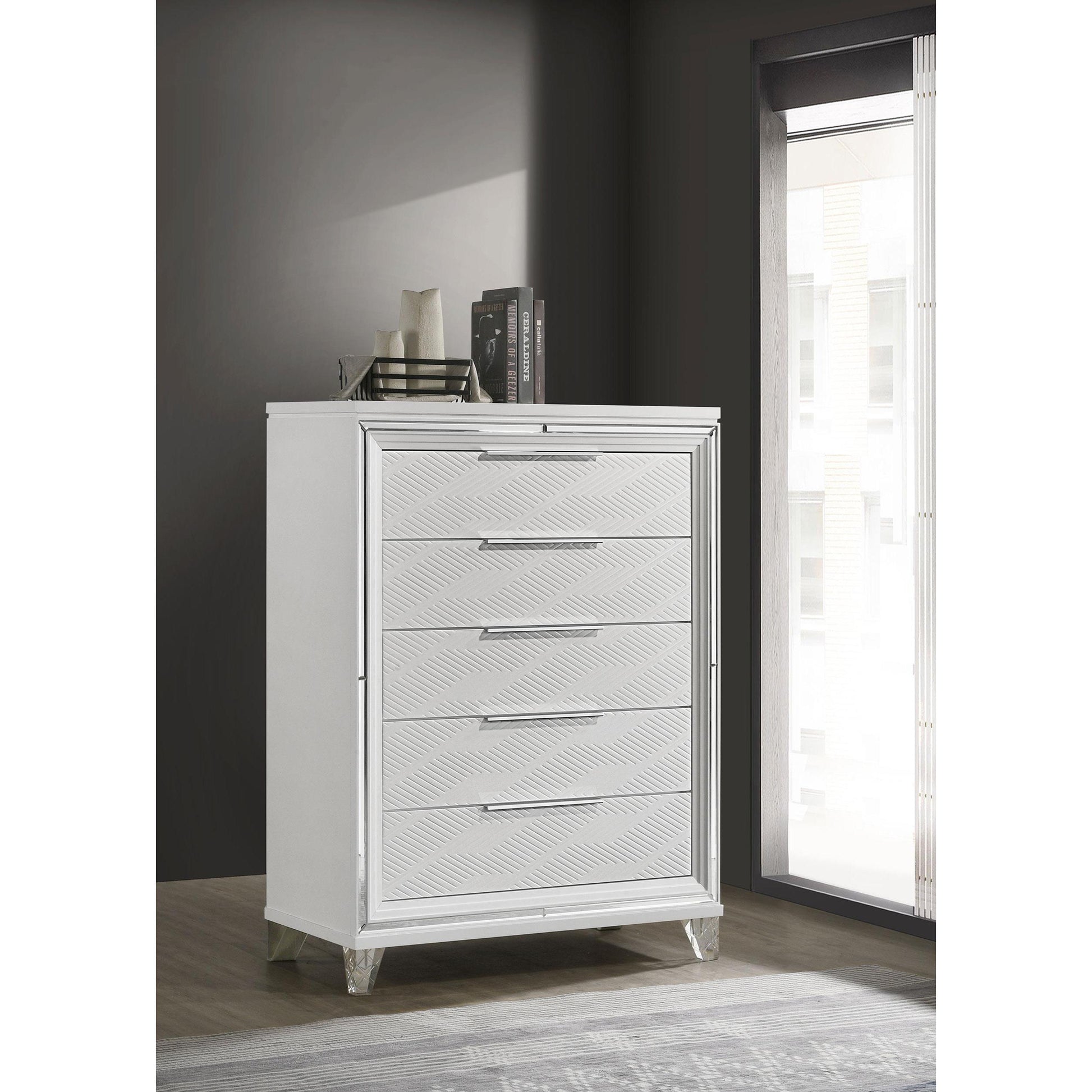  Coaster Furniture Marmore 224965 5-Drawer Bedroom Chest of Drawers - White IMAGE 2