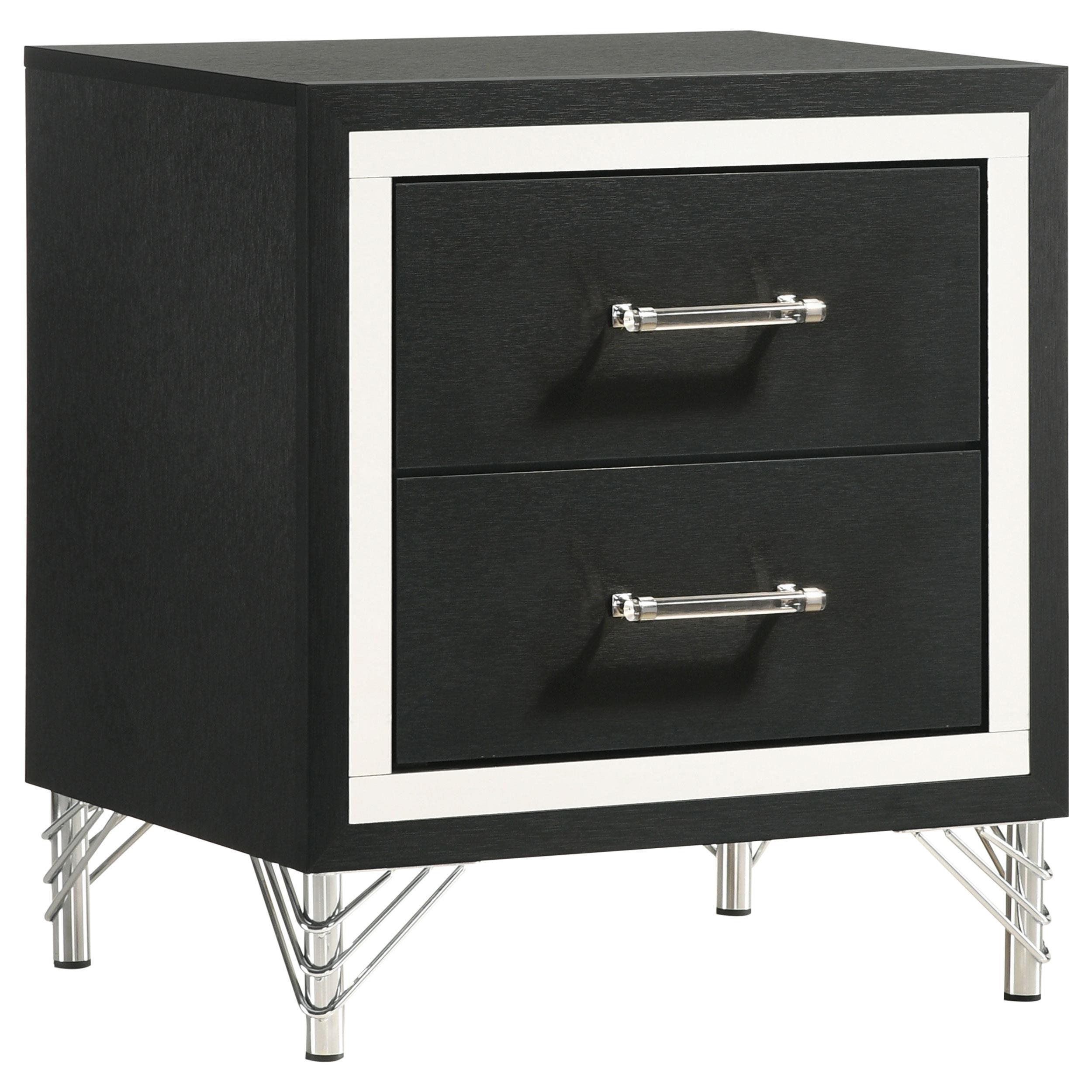  Coaster Furniture Lucia 224992 2-Drawer Nightstand Bedside Table - Black IMAGE 1