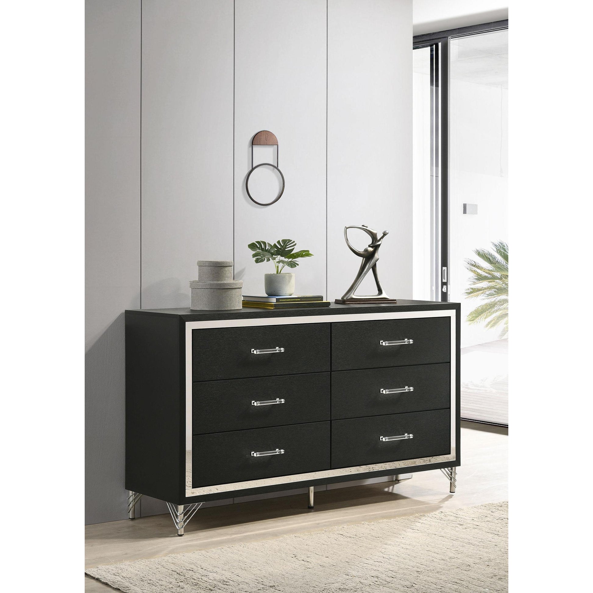  Coaster Furniture Lucia 224993 6-Drawer Dresser Cabinet - Black IMAGE 2