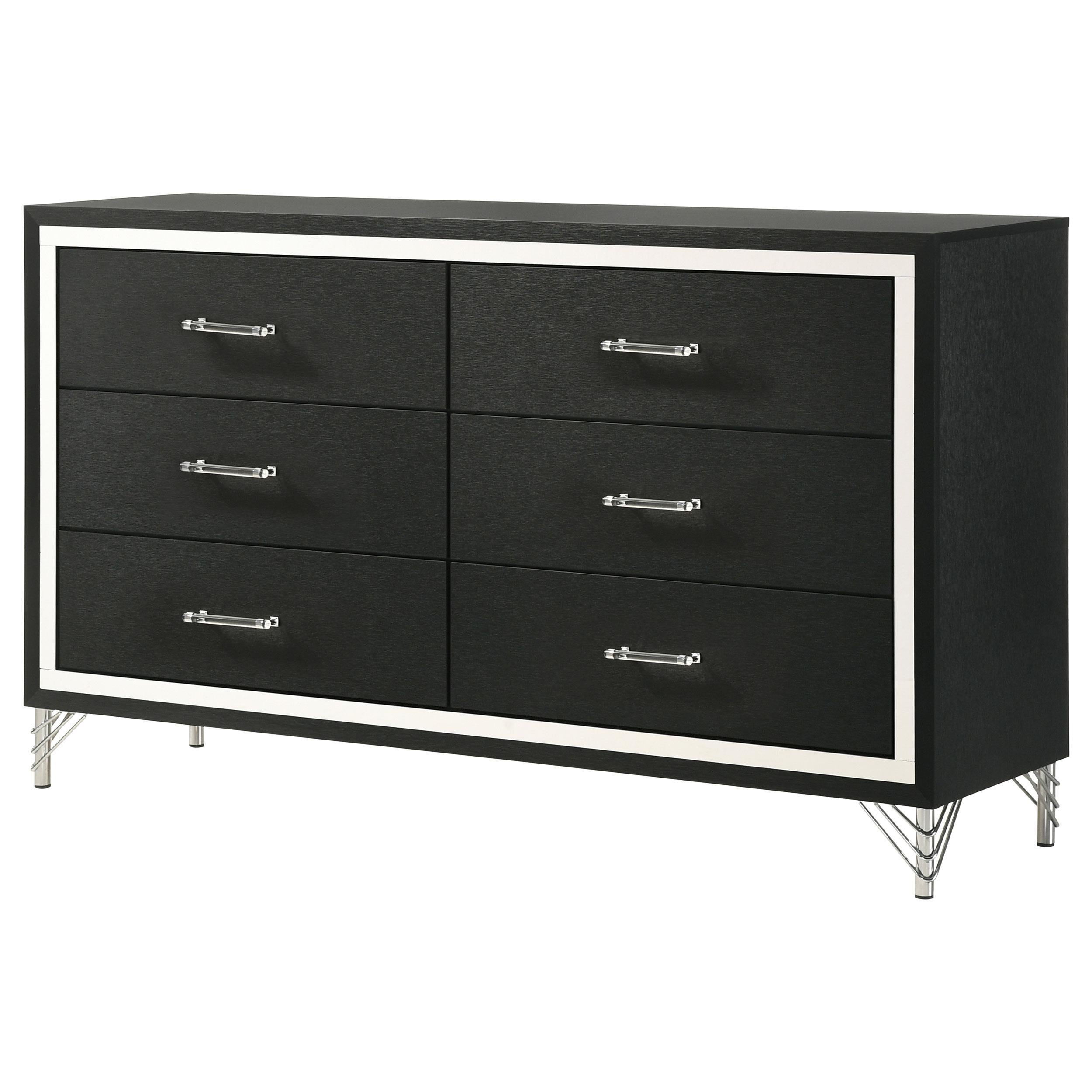 Coaster Furniture Lucia 224993 6-Drawer Dresser Cabinet - Black IMAGE 4