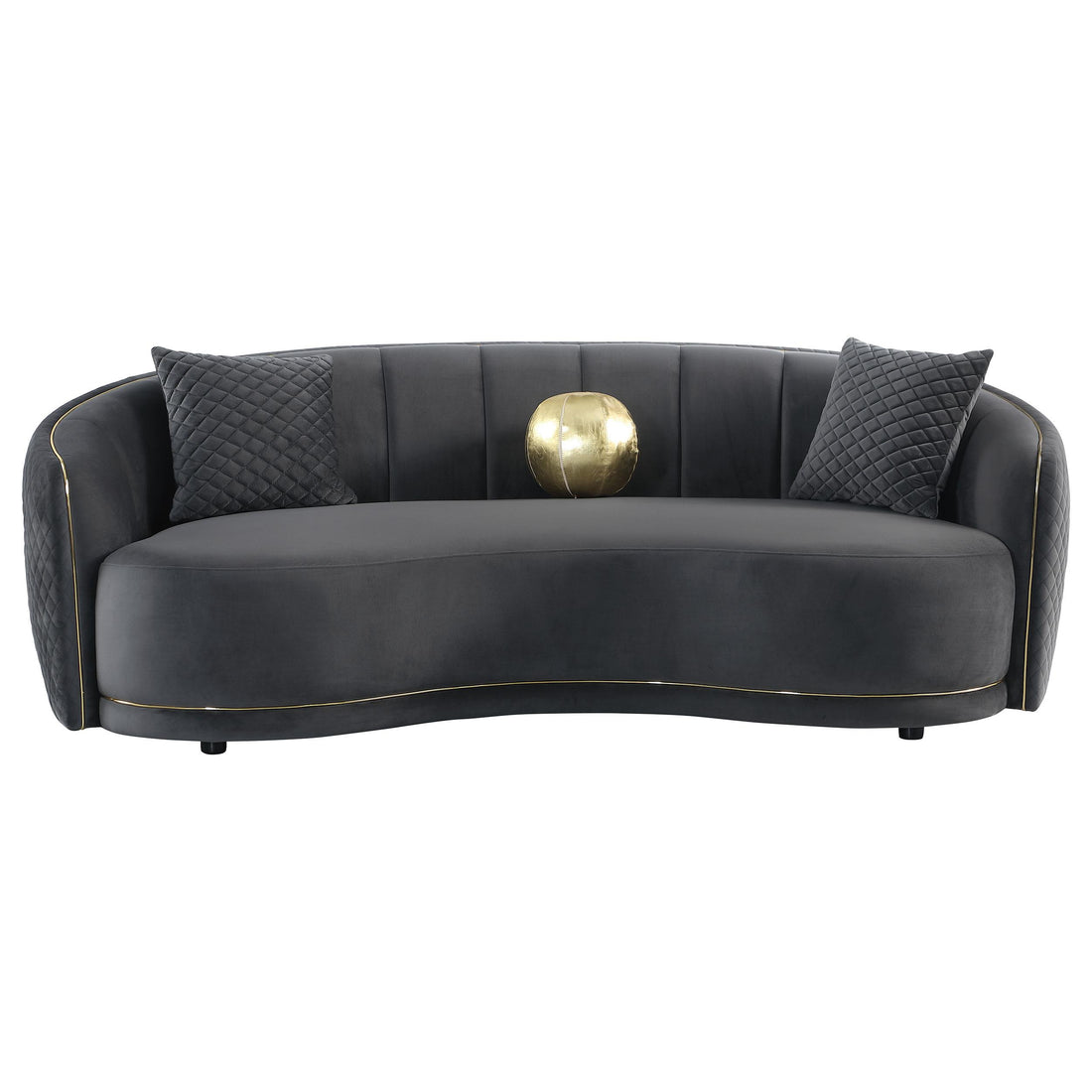  Coaster Furniture Brookside 504844 Velvet Upholstered Curved Sofa - Dark Grey IMAGE 1