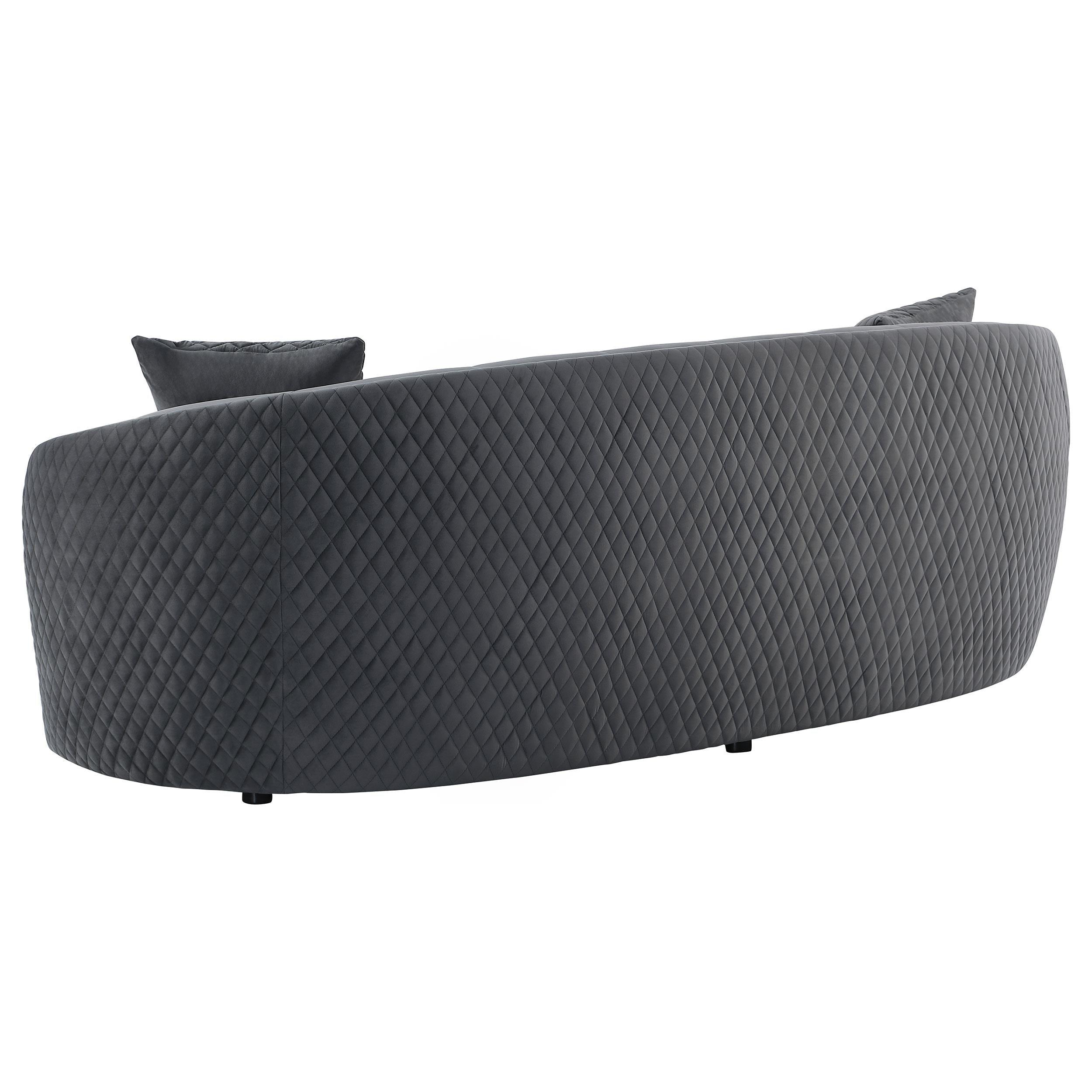  Coaster Furniture Brookside 504844 Velvet Upholstered Curved Sofa - Dark Grey IMAGE 5