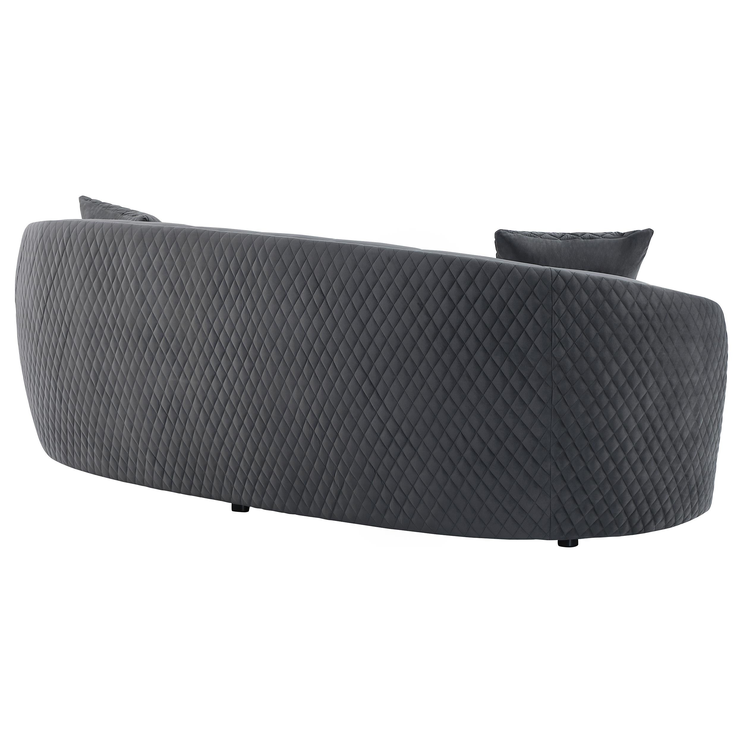  Coaster Furniture Brookside 504844 Velvet Upholstered Curved Sofa - Dark Grey IMAGE 6