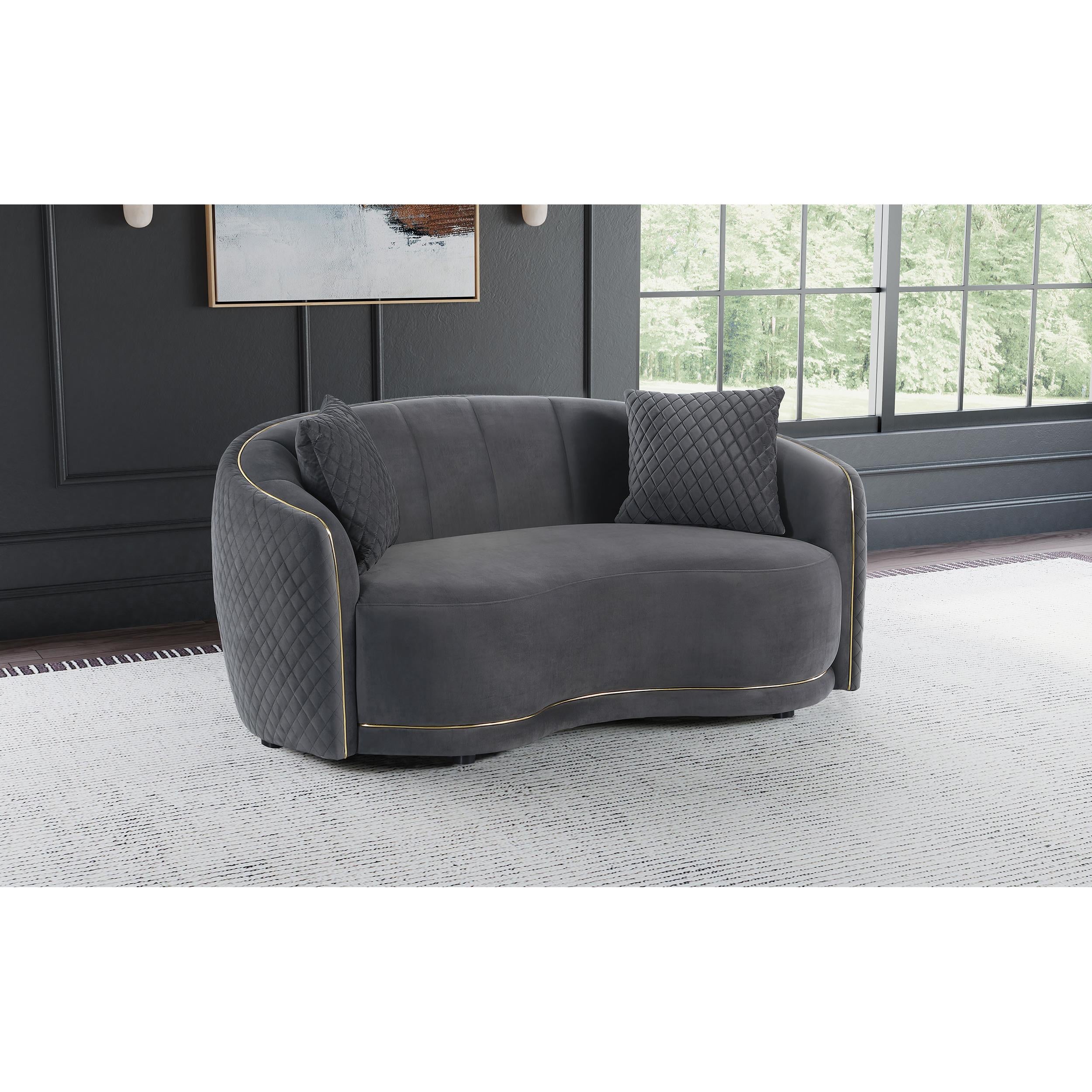  Coaster Furniture Brookside 504845 Velvet Upholstered Curved Loveseat - Dark Grey IMAGE 9