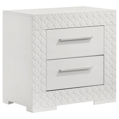  Coaster Furniture Ives 224942 2-Drawer Nightstand Bedside Table - White High Gloss IMAGE 1