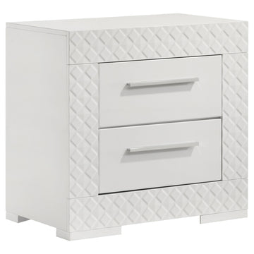  Coaster Furniture Ives 224942 2-Drawer Nightstand Bedside Table - White High Gloss IMAGE 1