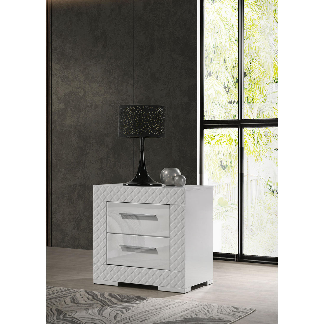  Coaster Furniture Ives 224942 2-Drawer Nightstand Bedside Table - White High Gloss IMAGE 1