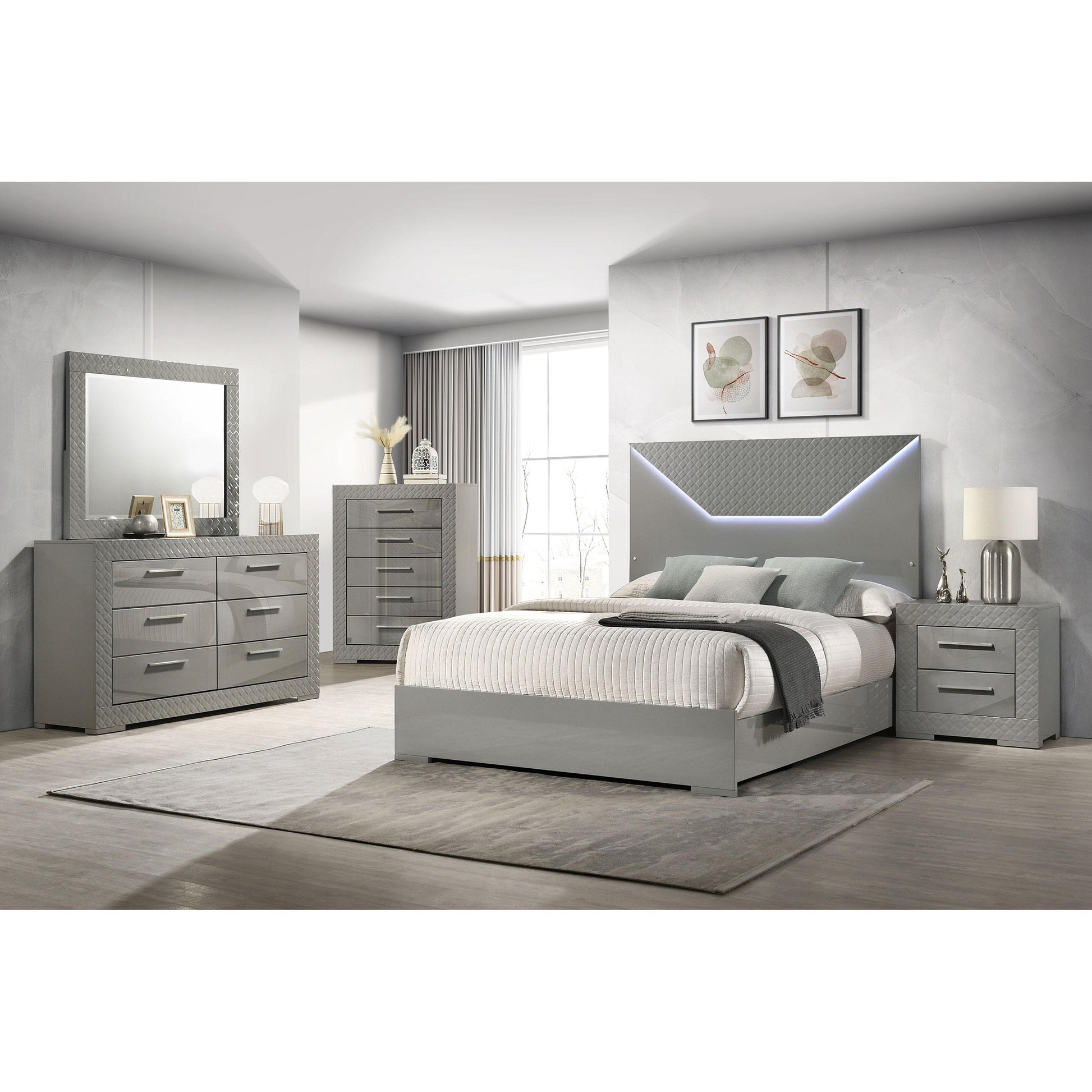  Coaster Furniture Ives 224972 2-Drawer Nightstand Bedside Table - Grey High Gloss IMAGE 11