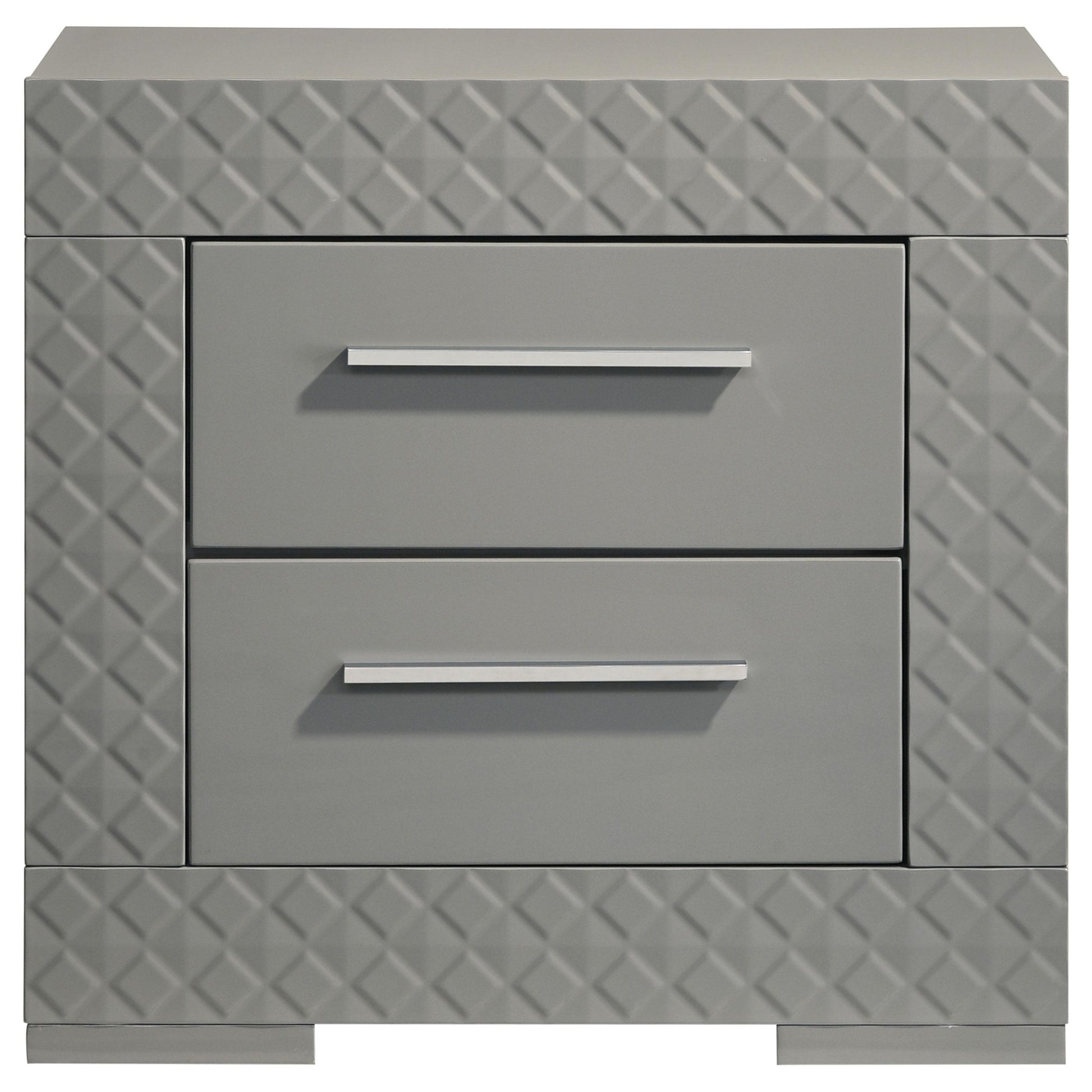  Coaster Furniture Ives 224972 2-Drawer Nightstand Bedside Table - Grey High Gloss IMAGE 3
