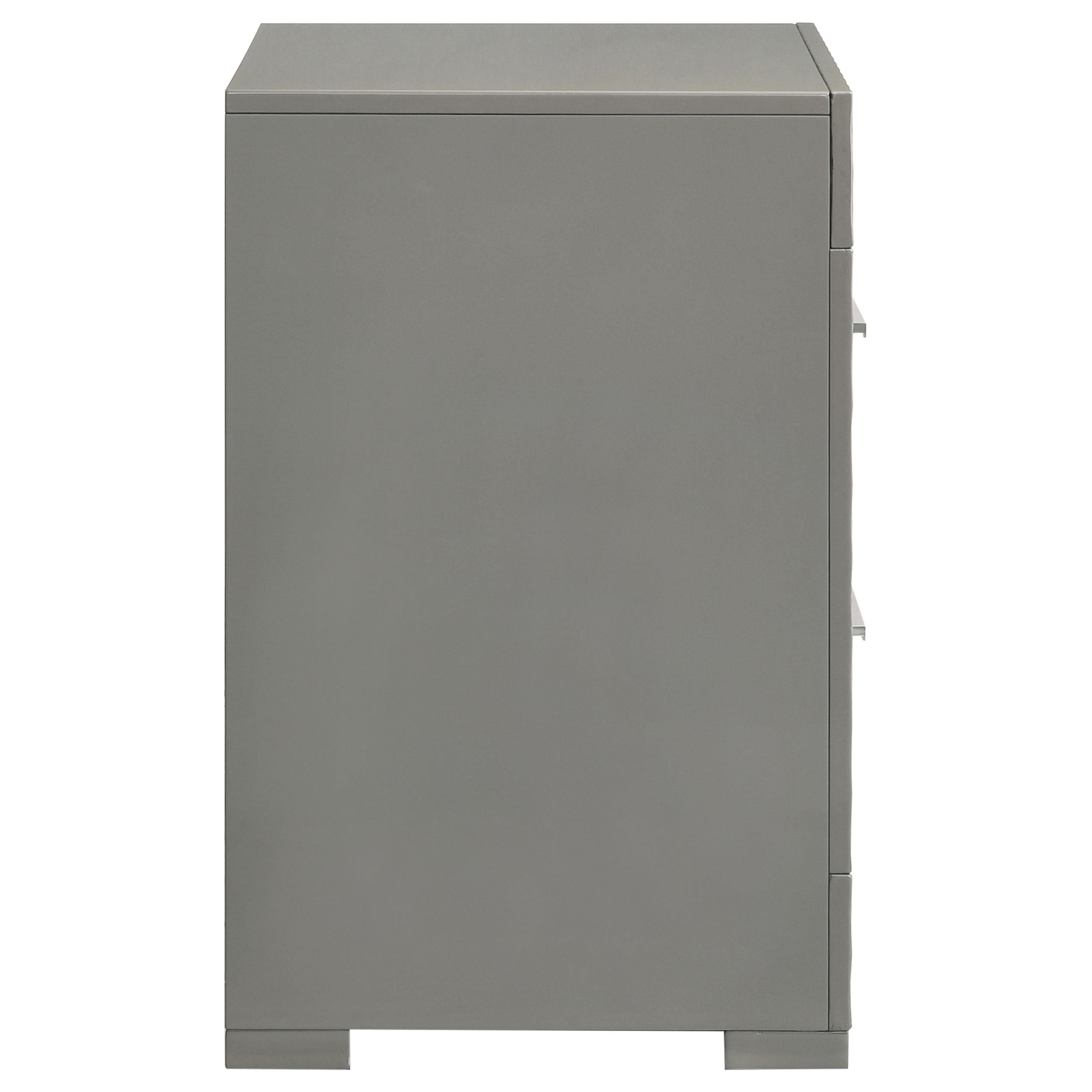  Coaster Furniture Ives 224972 2-Drawer Nightstand Bedside Table - Grey High Gloss IMAGE 9