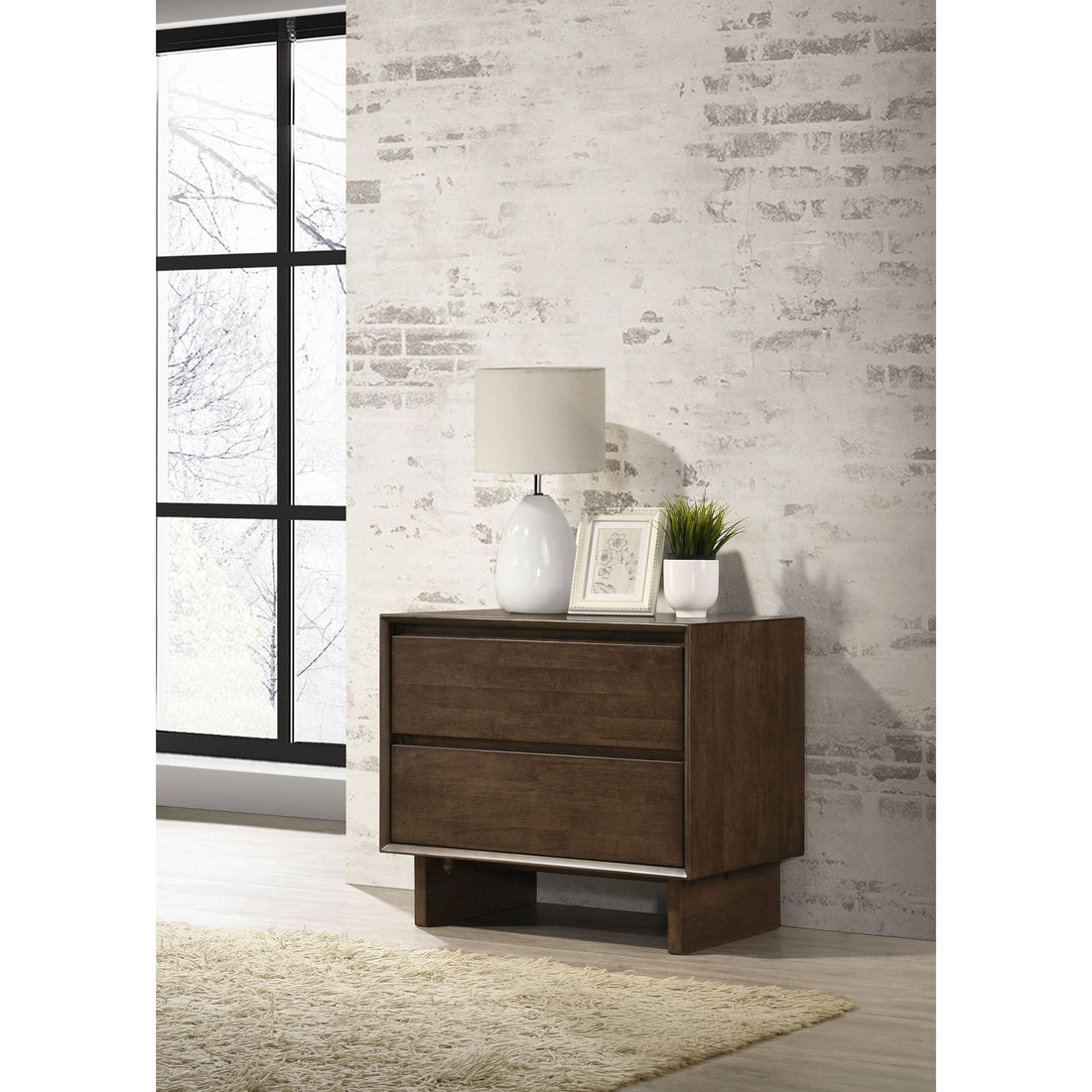  Coaster Furniture Glenwood 225012 2-Drawer Nightstand Bedside Table - Warm Brown IMAGE 1