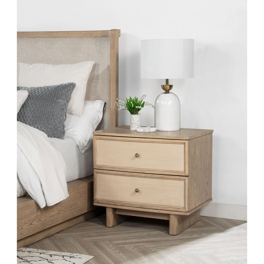  Coaster Furniture Kailani 225042 2-Drawer Nightstand Bedside Table - Beige Oak IMAGE 1