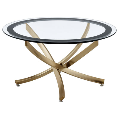  Coaster Furniture Brooke 707888 Round Glass Top Coffee Table Metal Base - Brass IMAGE 1