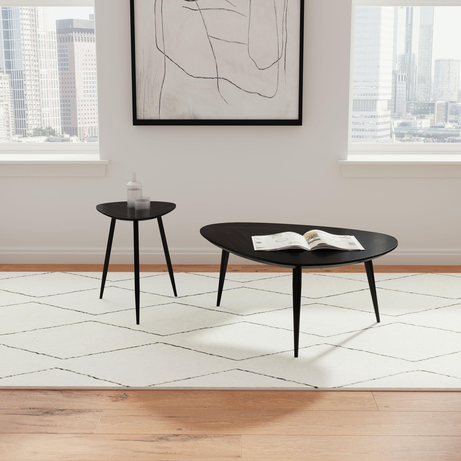  Coaster Furniture Odessa 707918 Triangular Solid Wood Coffee Table - Black IMAGE 11