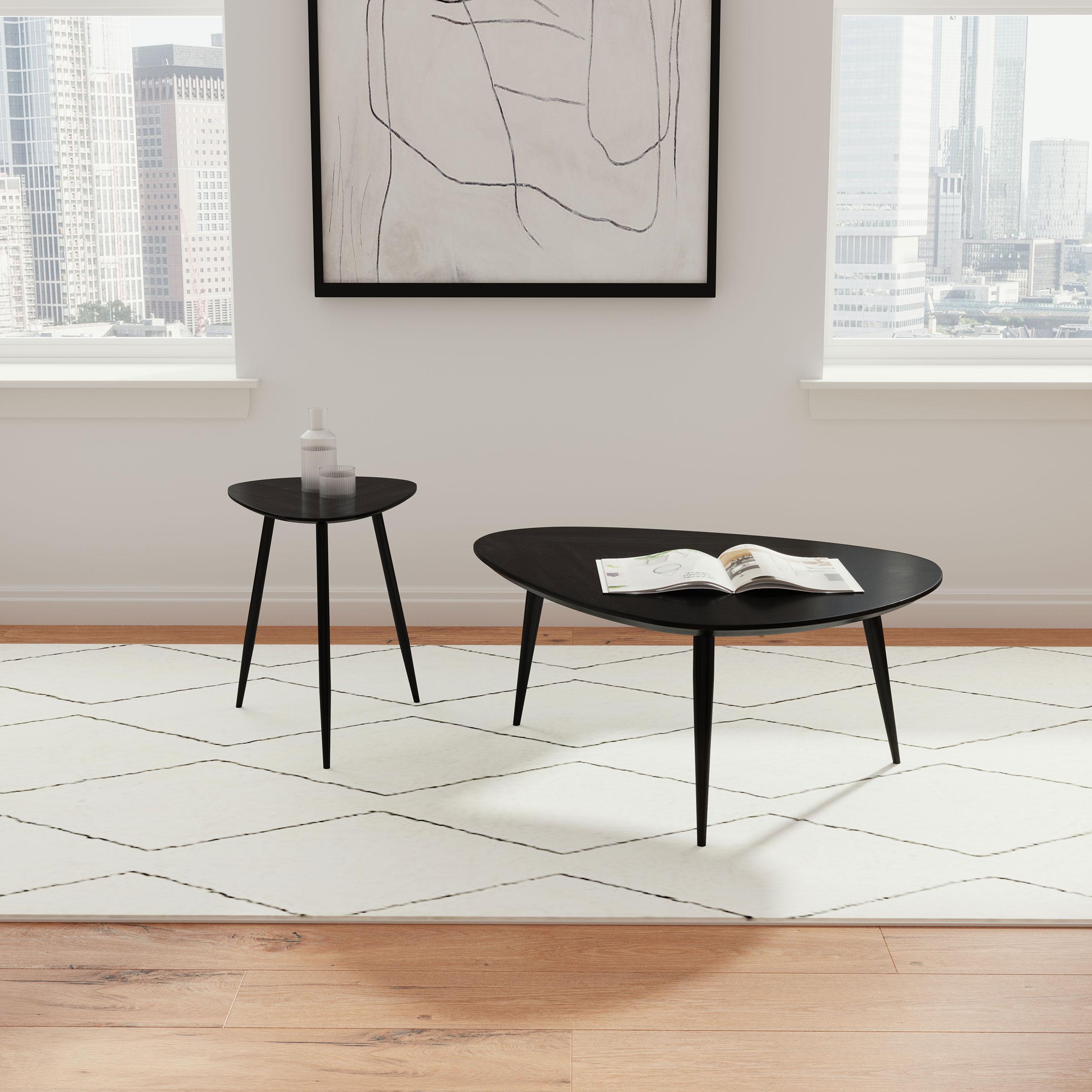  Coaster Furniture Odessa 707918 Triangular Solid Wood Coffee Table - Black IMAGE 11