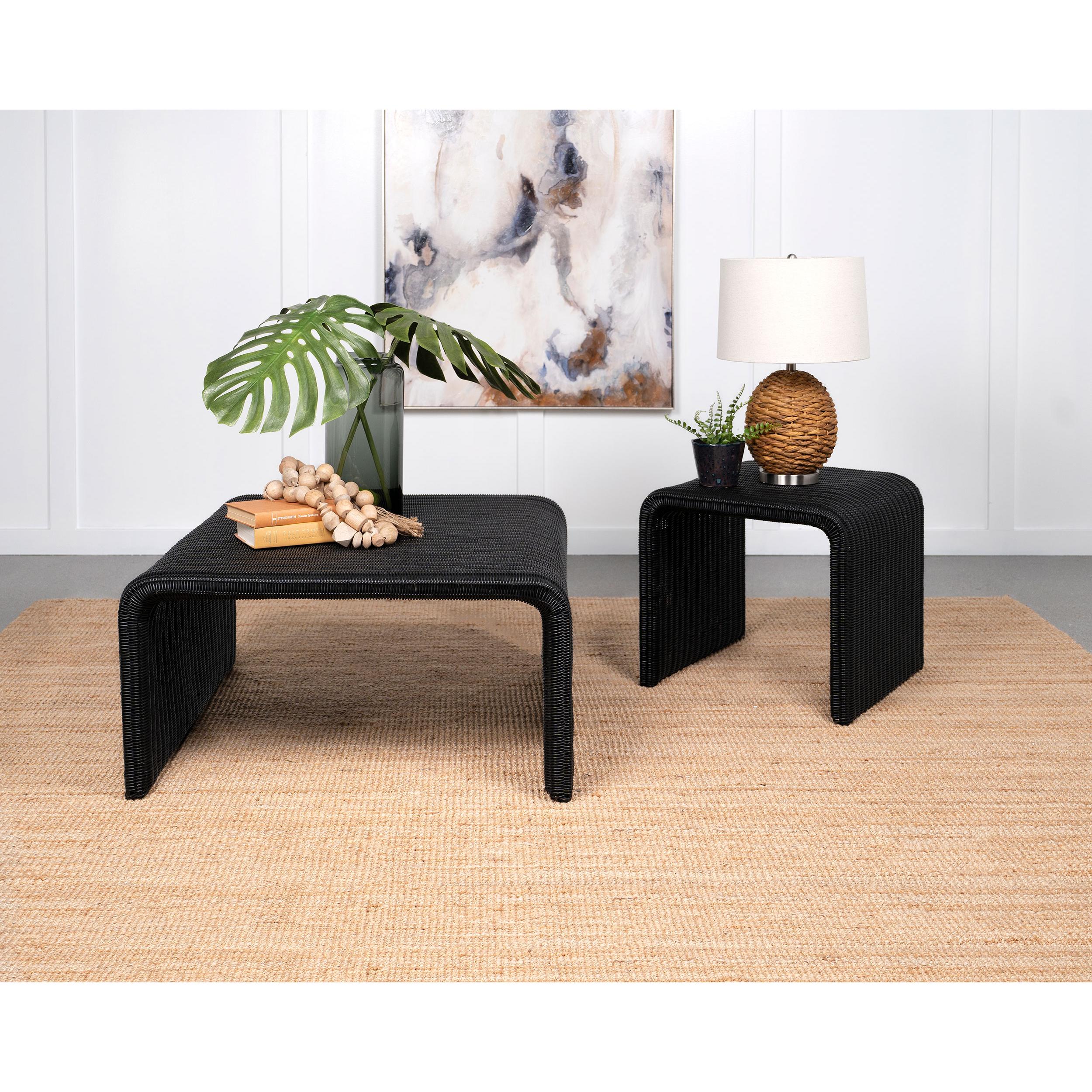  Coaster Furniture Cahya 708518 Woven Rattan Square Coffee Table - Black IMAGE 6