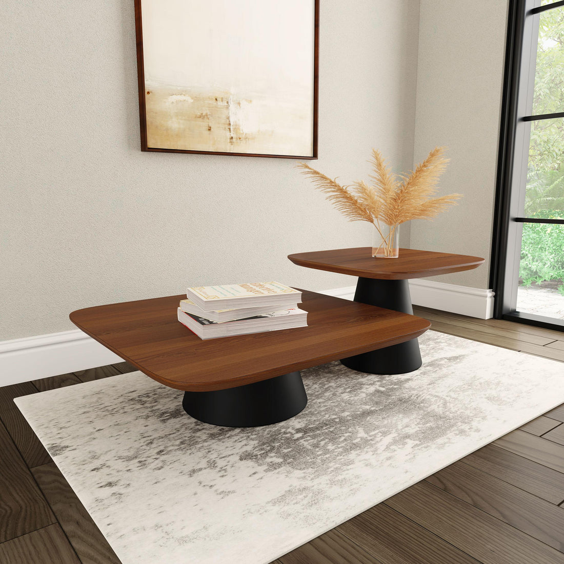 Coaster Furniture Eason 710010 2-piece Coffee Table - Set Walnut and Black IMAGE 1