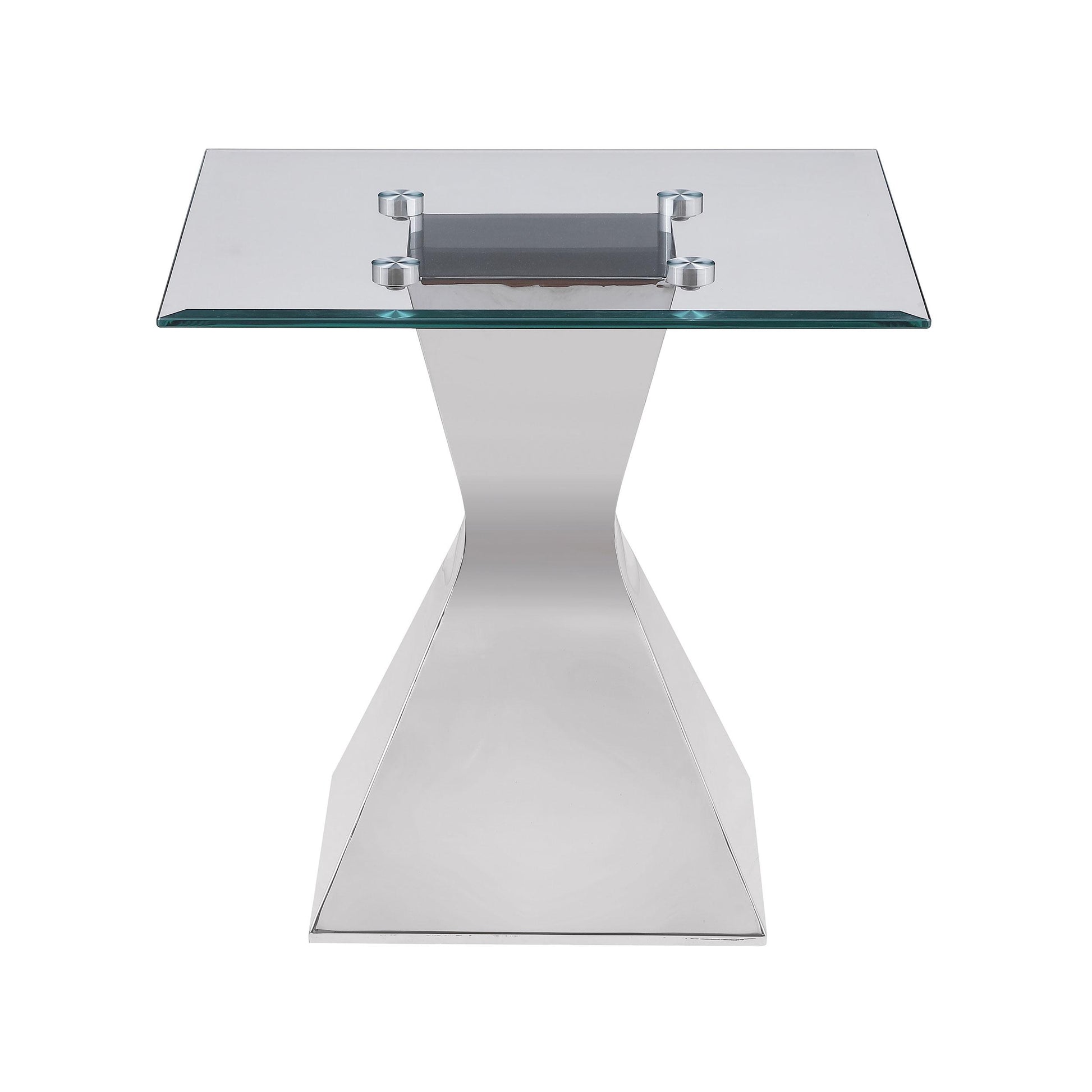  Coaster Furniture Jenny 710207 Glass Top Stainless Steel Side End Table - Chrome IMAGE 3