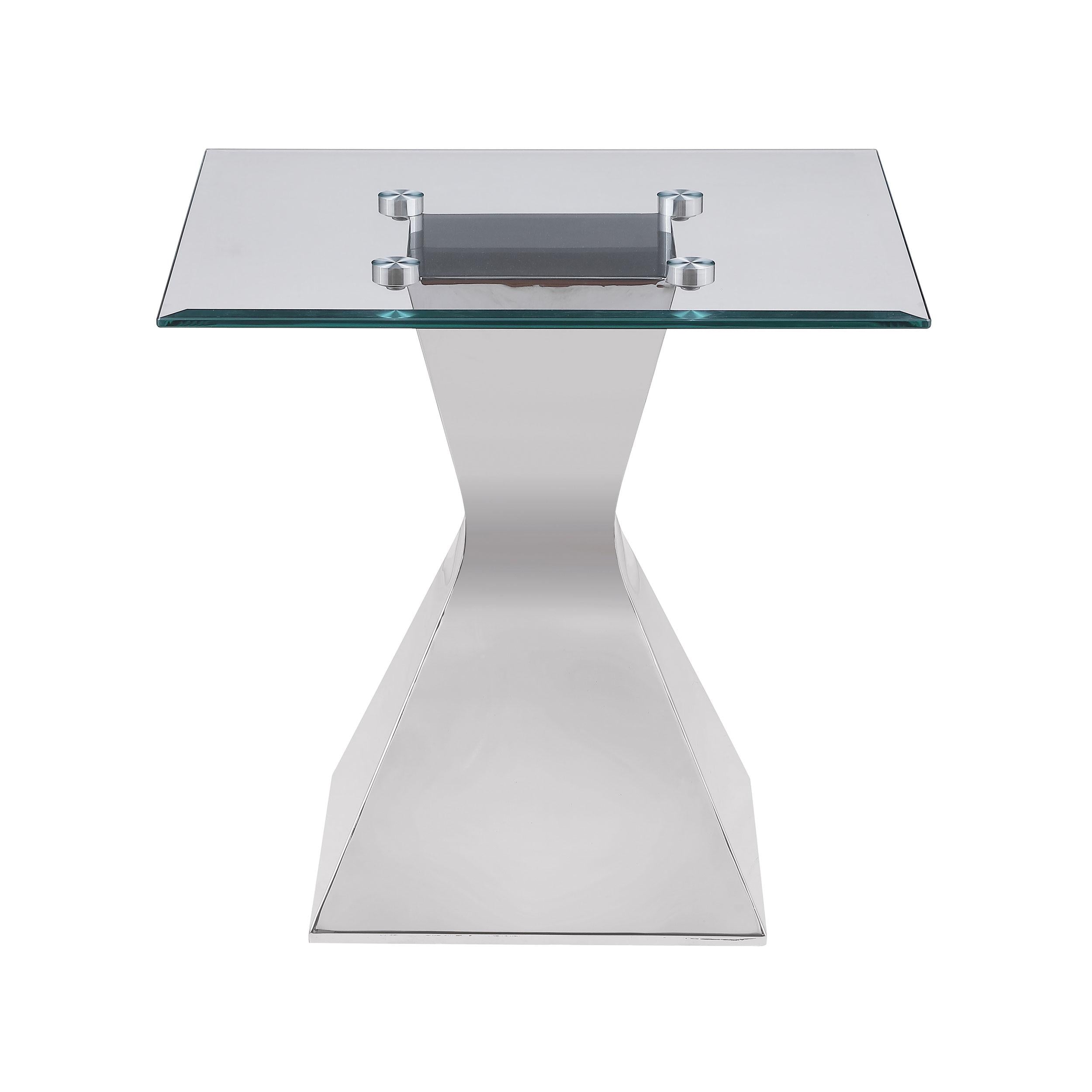  Coaster Furniture Jenny 710207 Glass Top Stainless Steel Side End Table - Chrome IMAGE 3