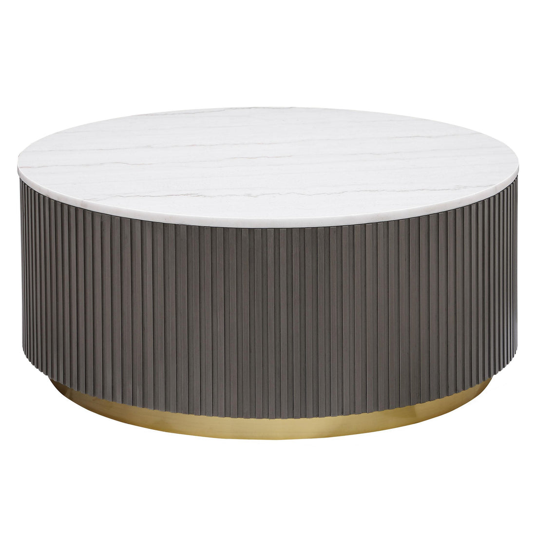  Coaster Furniture Jason 710418 Round Marble Top Coffee Table - White and Charcoal IMAGE 1
