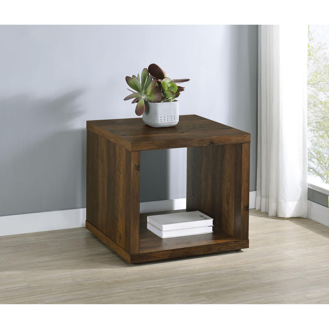 Coaster Furniture Frisco 710507 Square Engineered Wood Side End Table - Dark Pine IMAGE 1