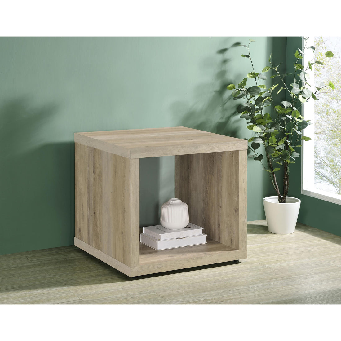  Coaster Furniture Frisco 710517 Square Engineered Wood Side End Table - Distressed Pine IMAGE 1