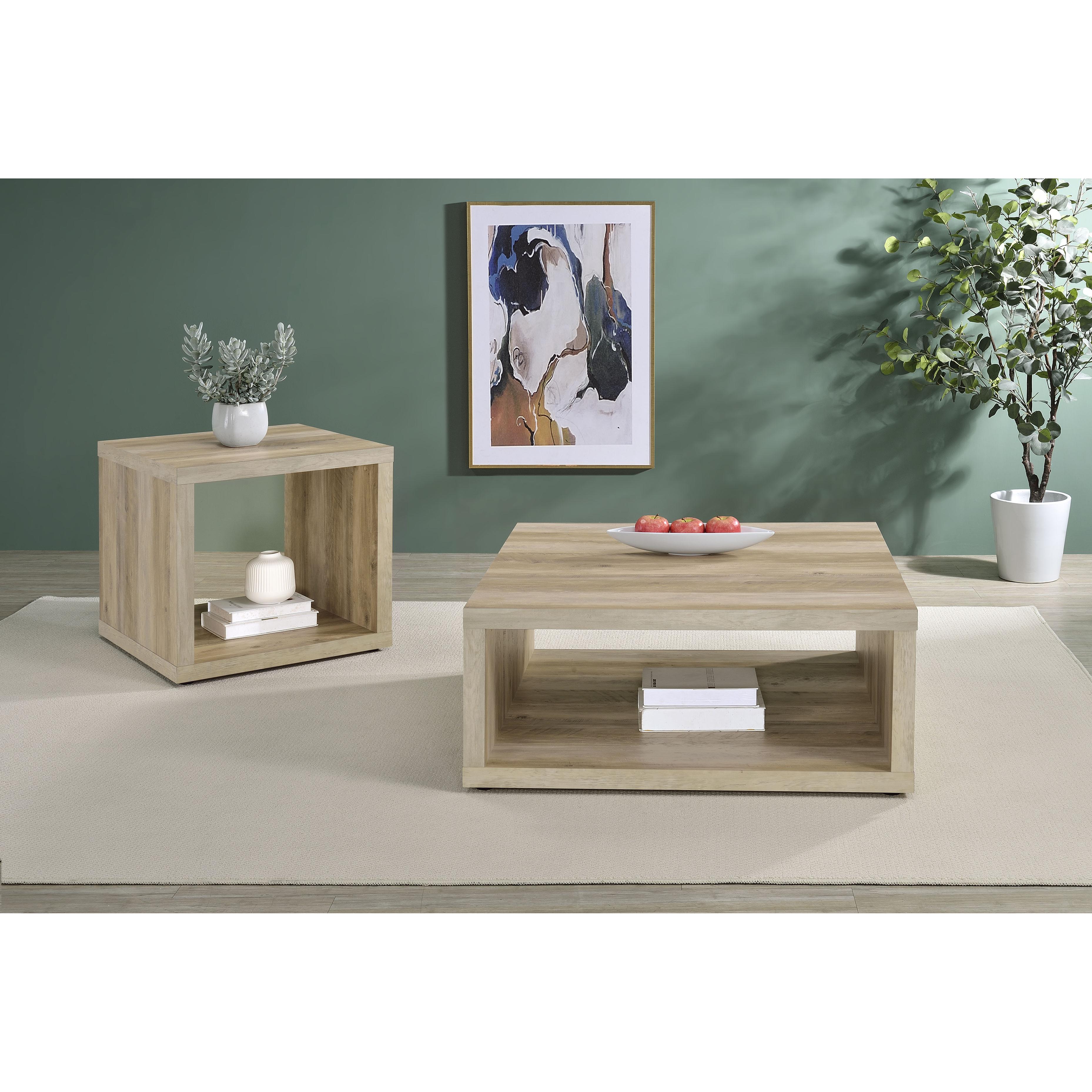  Coaster Furniture Frisco 710517 Square Engineered Wood Side End Table - Distressed Pine IMAGE 7