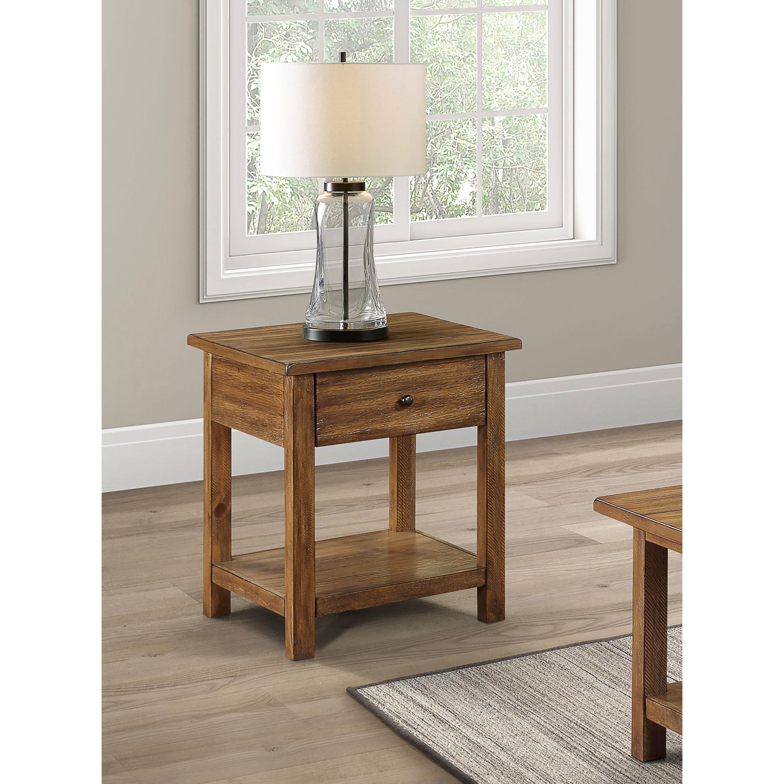  Coaster Furniture Payne 710547 1-Drawer Wood End Table with Shelf - Distressed Brown IMAGE 6