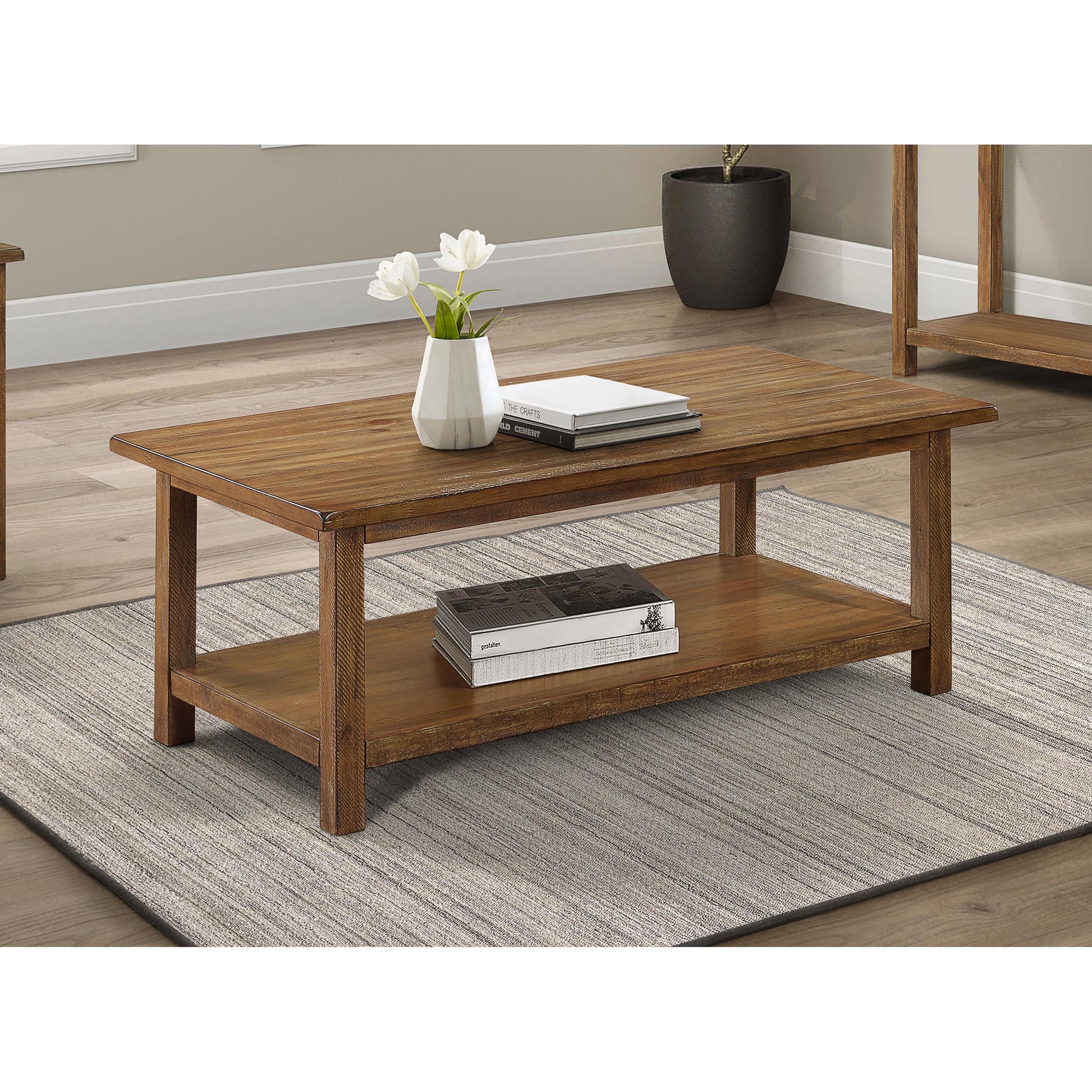  Coaster Furniture Payne 710548 Wood Coffee Table with Shelf - Distressed Brown IMAGE 5