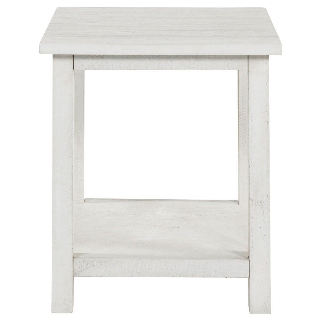  Coaster Furniture Payne 710556 Wood End Table with Shelf - Distressed White IMAGE 1