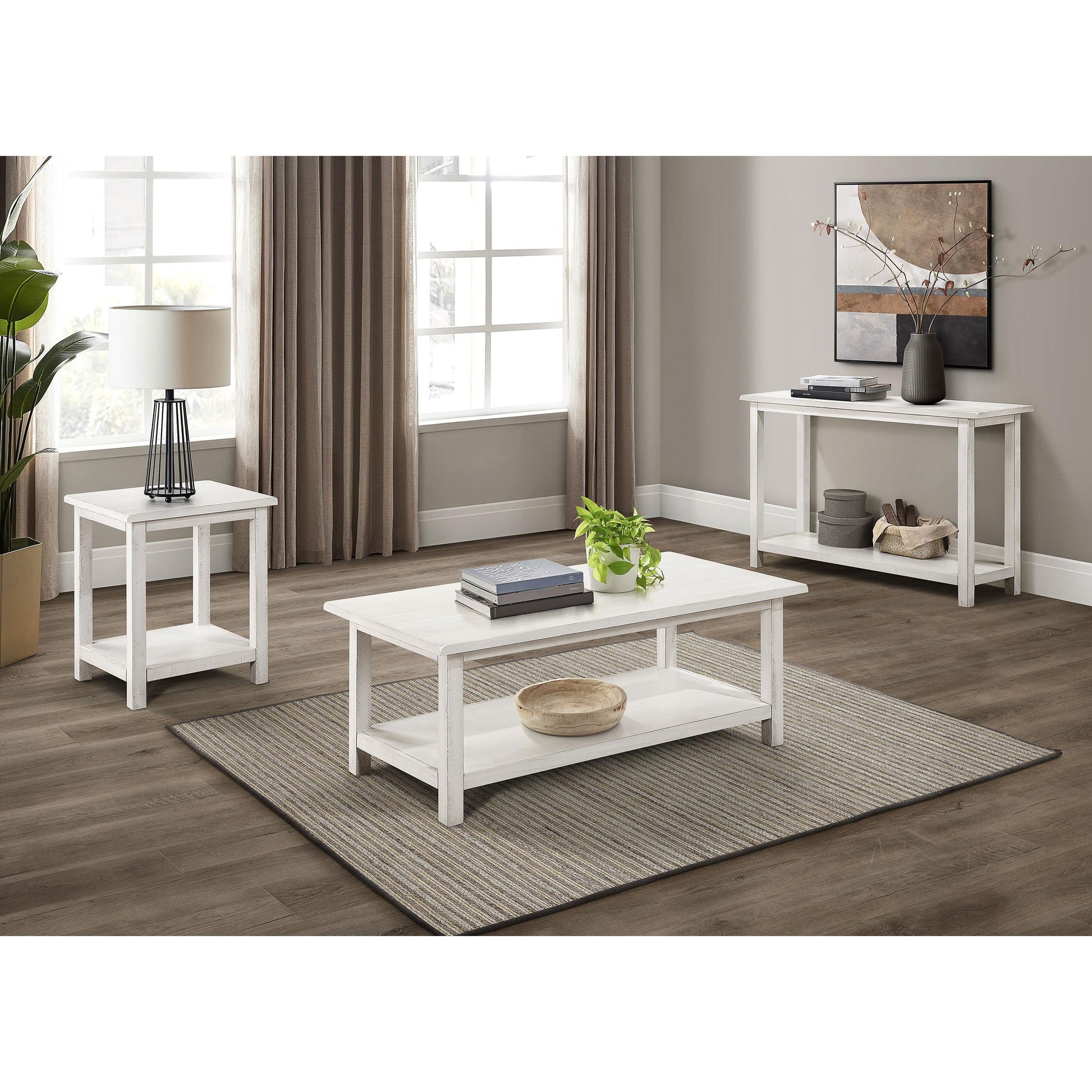 Coaster Furniture Payne 710556 Wood End Table with Shelf - Distressed White IMAGE 6