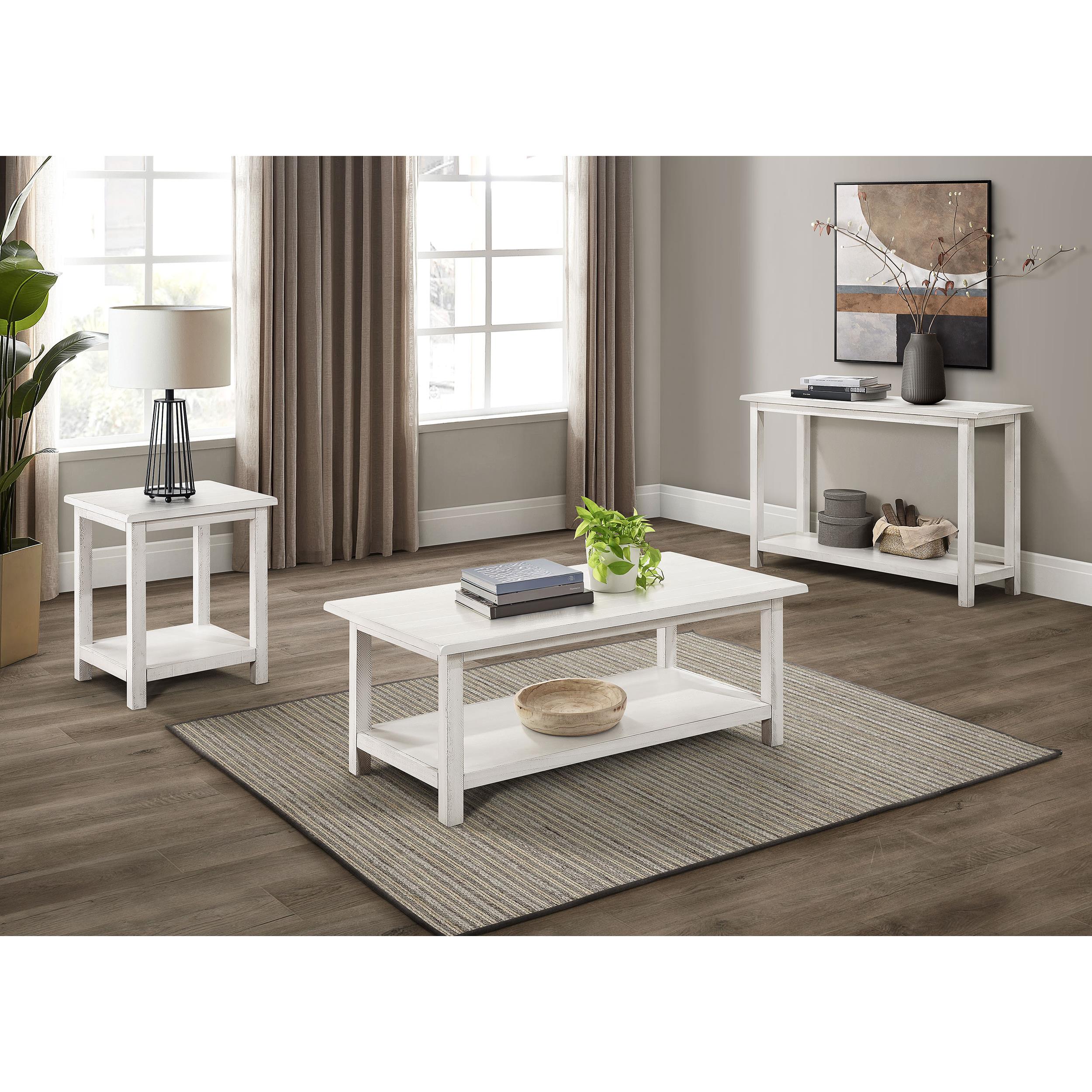  Coaster Furniture Payne 710556 Wood End Table with Shelf - Distressed White IMAGE 6