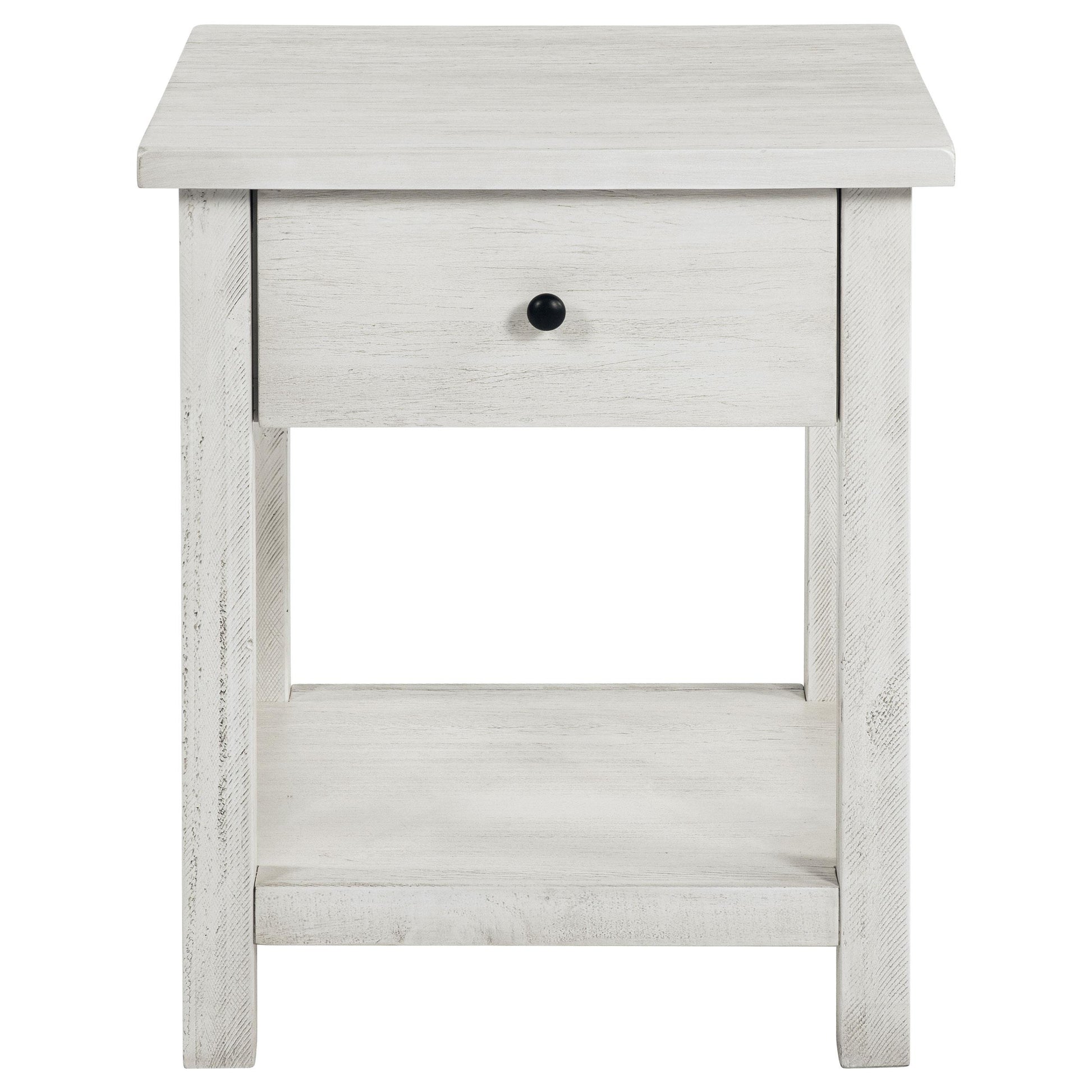  Coaster Furniture Payne 710557 1-Drawer Wood End Table with Shelf - Distressed White IMAGE 3