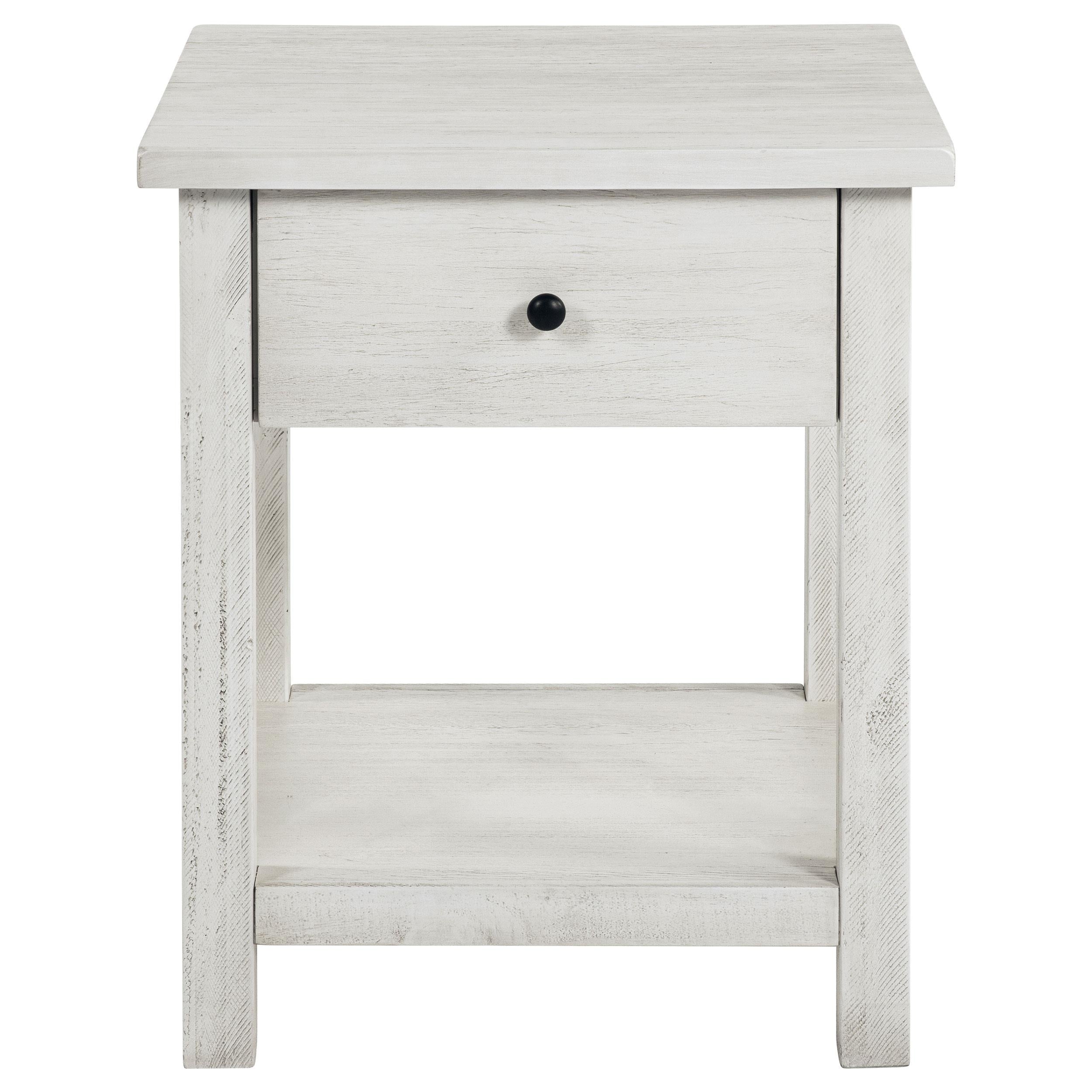  Coaster Furniture Payne 710557 1-Drawer Wood End Table with Shelf - Distressed White IMAGE 3