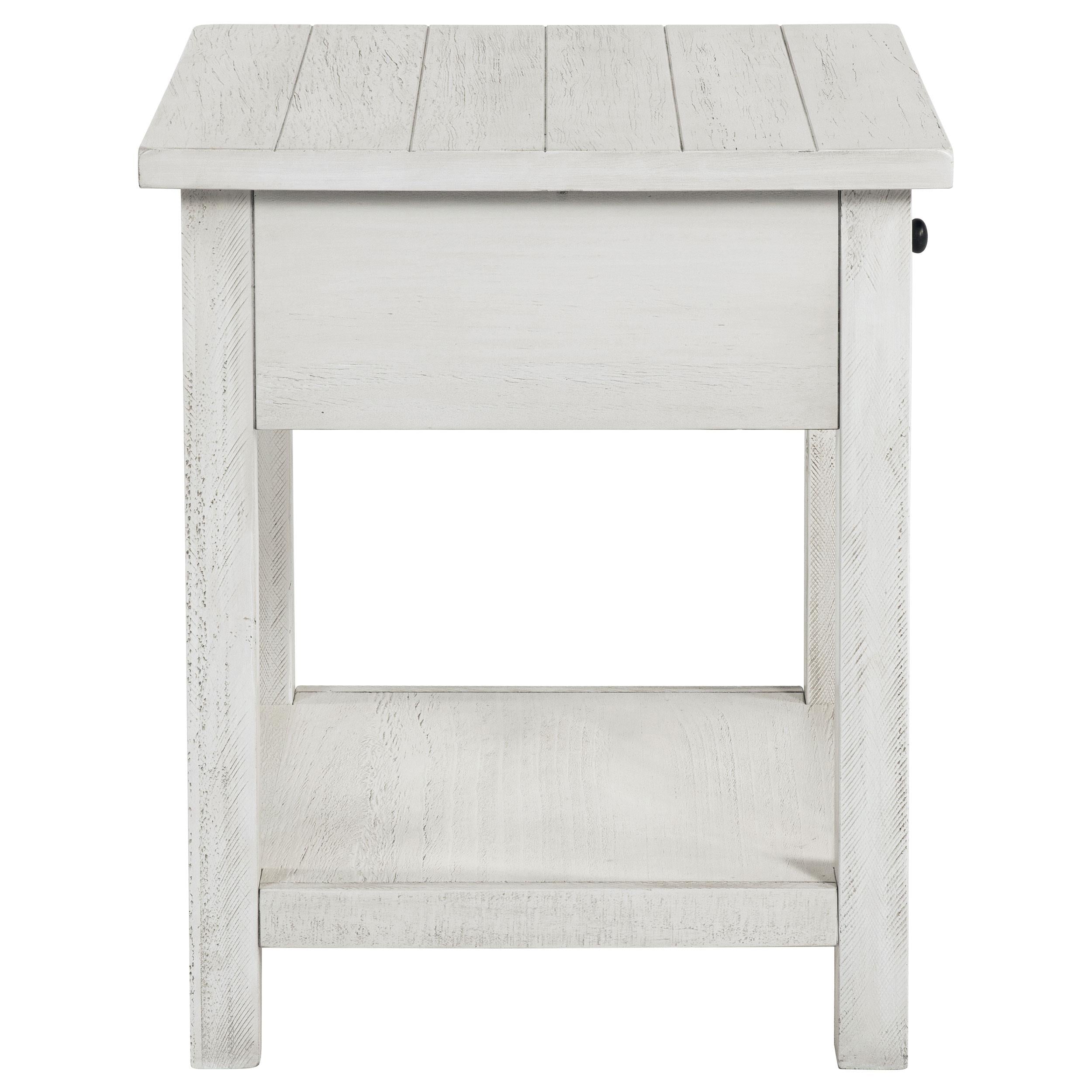  Coaster Furniture Payne 710557 1-Drawer Wood End Table with Shelf - Distressed White IMAGE 4