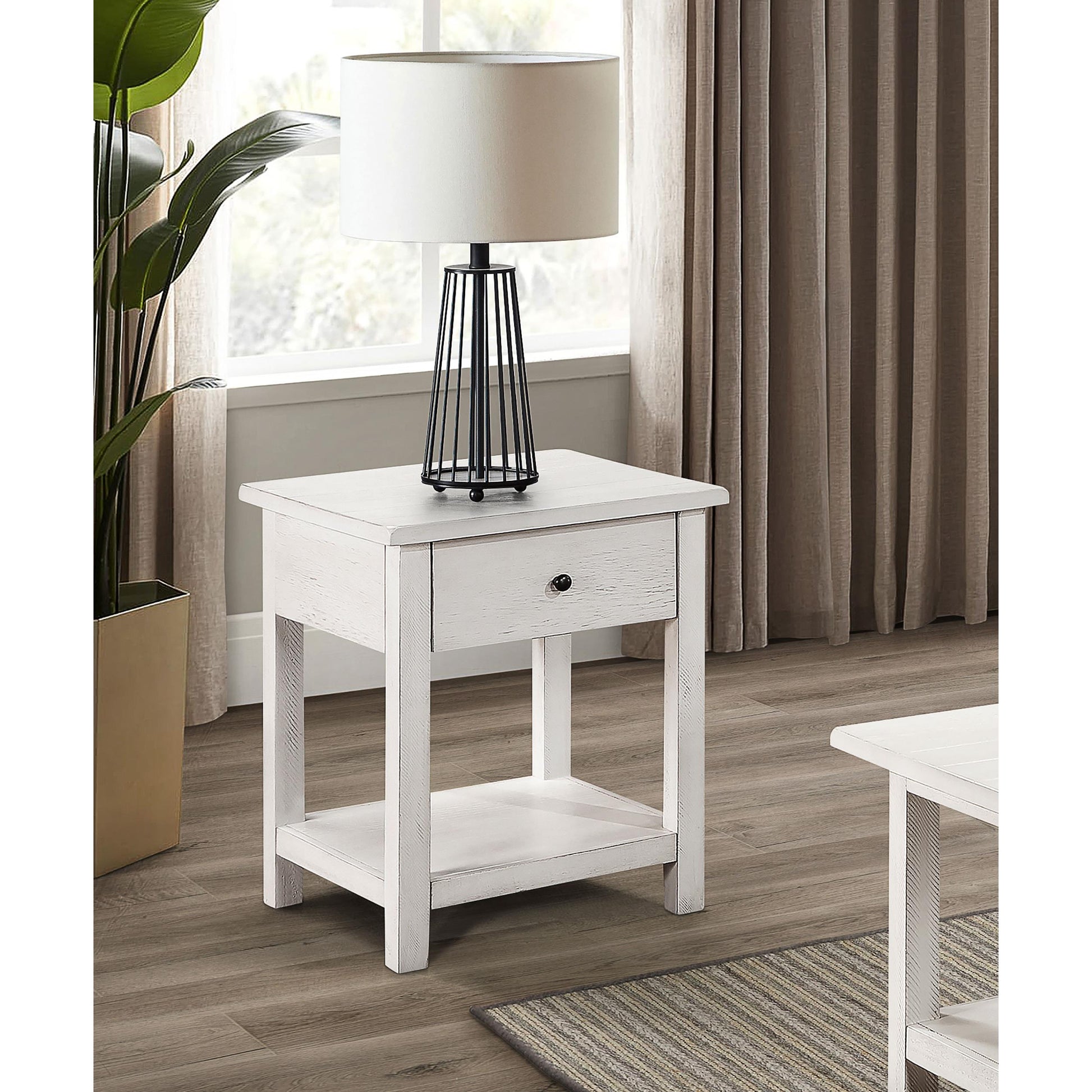 Coaster Furniture Payne 710557 1-Drawer Wood End Table with Shelf - Distressed White IMAGE 6
