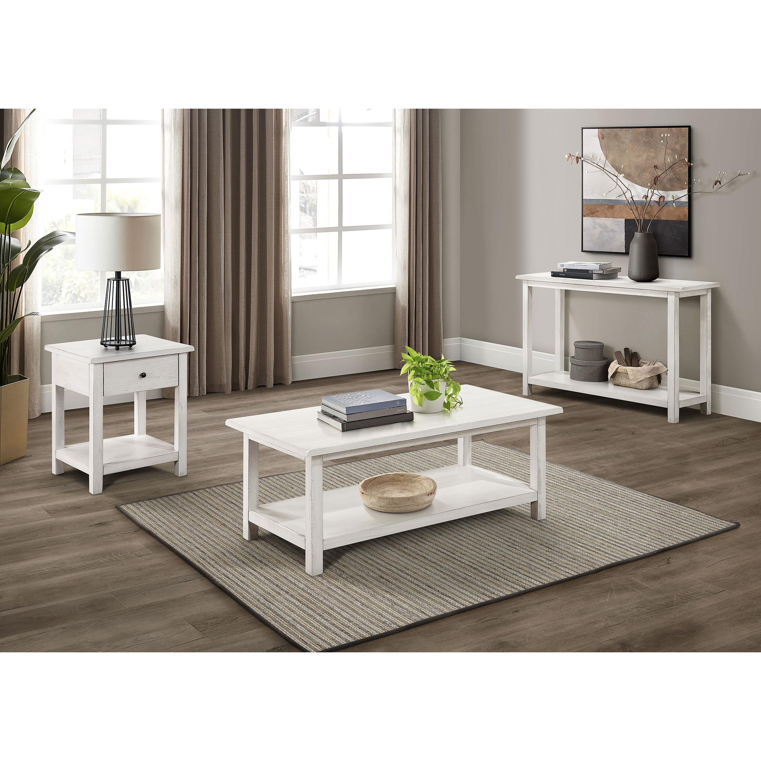  Coaster Furniture Payne 710557 1-Drawer Wood End Table with Shelf - Distressed White IMAGE 7
