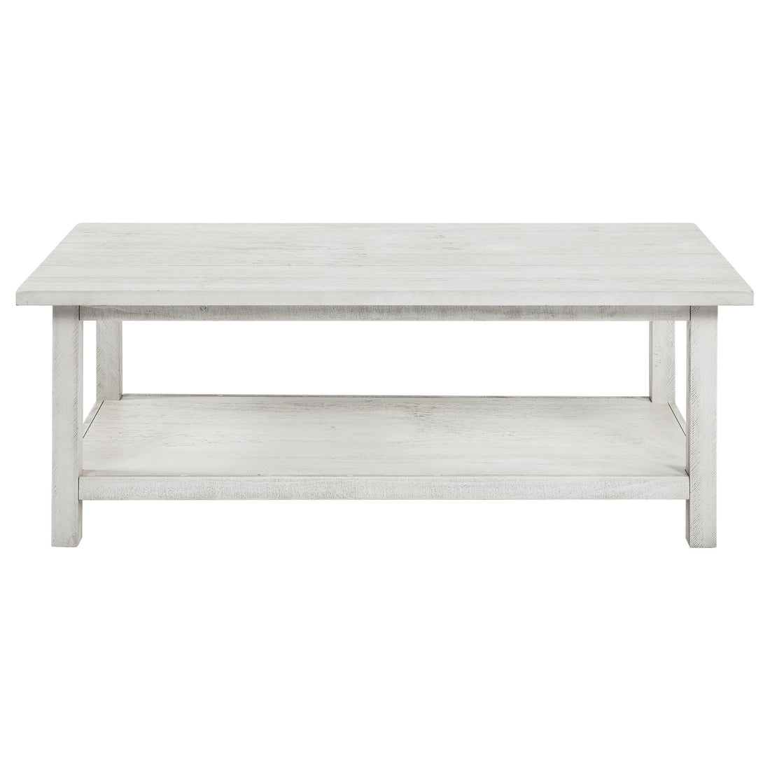  Coaster Furniture Payne 710558 Wood Coffee Table with Shelf - Distressed White IMAGE 1