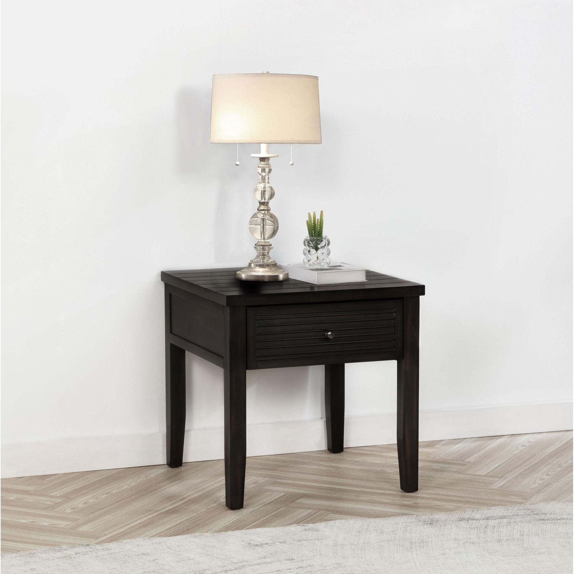  Coaster Furniture Concord 710577 1-Drawer Square End Table - Distressed Java IMAGE 2