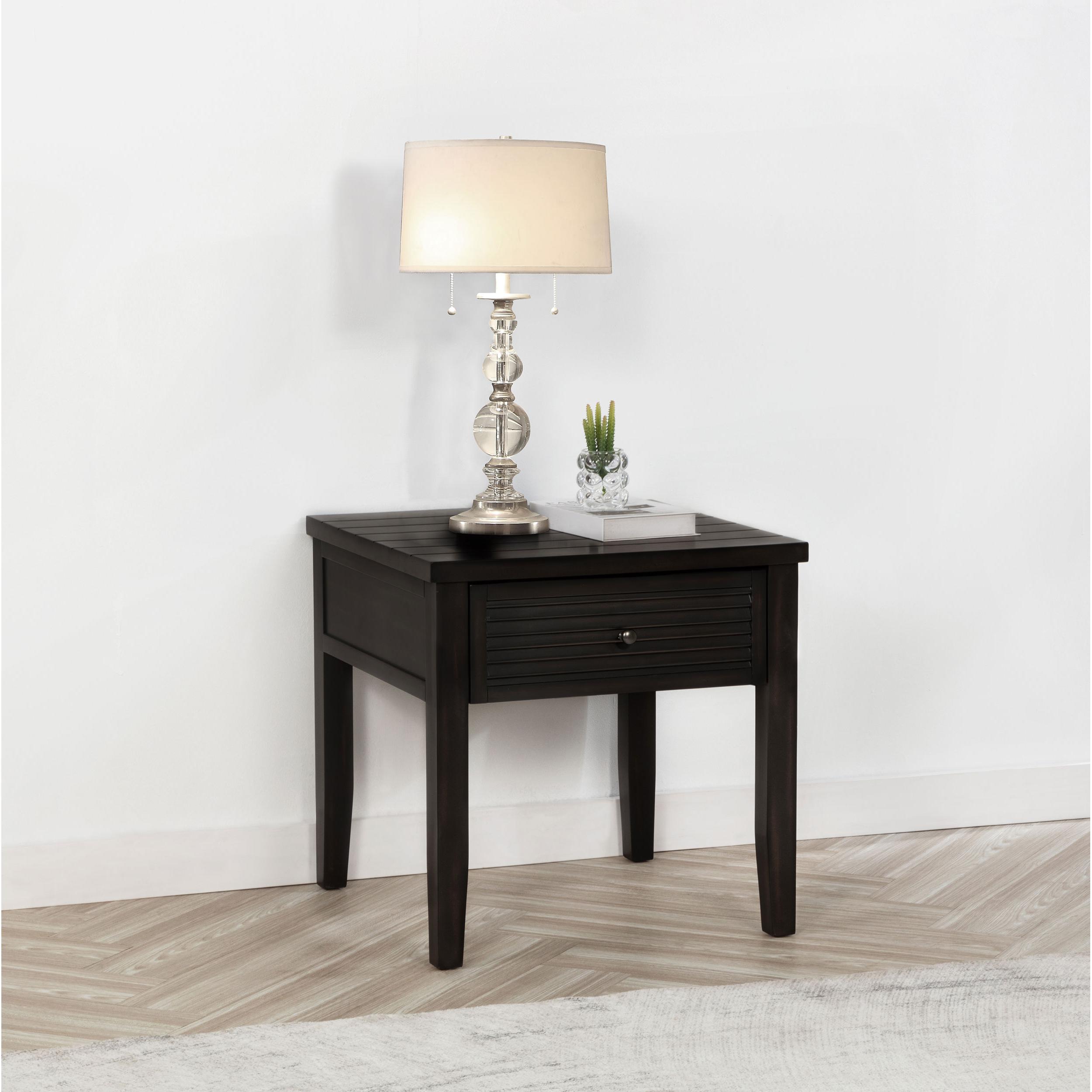 Coaster Furniture Concord 710577 1-Drawer Square End Table - Distressed Java IMAGE 2