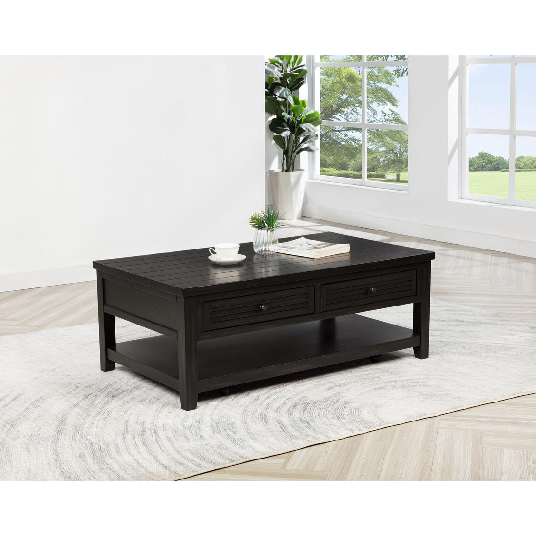  Coaster Furniture Concord 710578 2-Drawer Rectangular Coffee Table - Distressed Java IMAGE 1